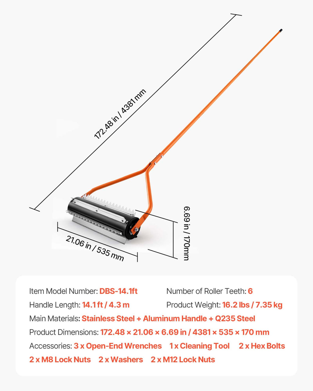 Ežero piktžolių ir dumblo naikintuvas VEVOR DBS-14.1ft, 4,3 m ilgio
