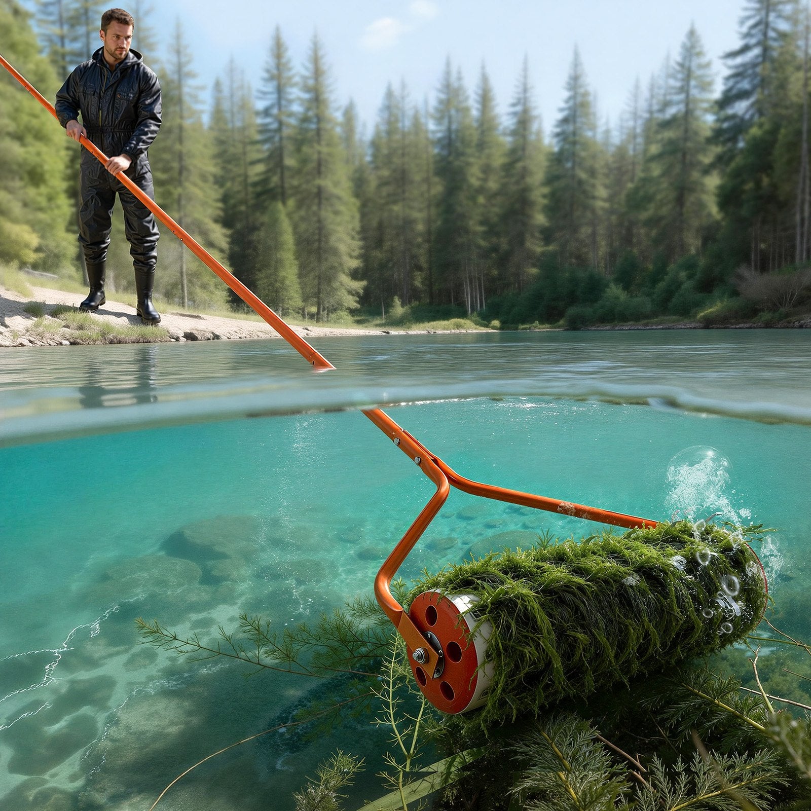 Ežerų ir tvenkinių piktžolių pjoviklis VEVOR DBS-20ft, 6,09 m ilgio