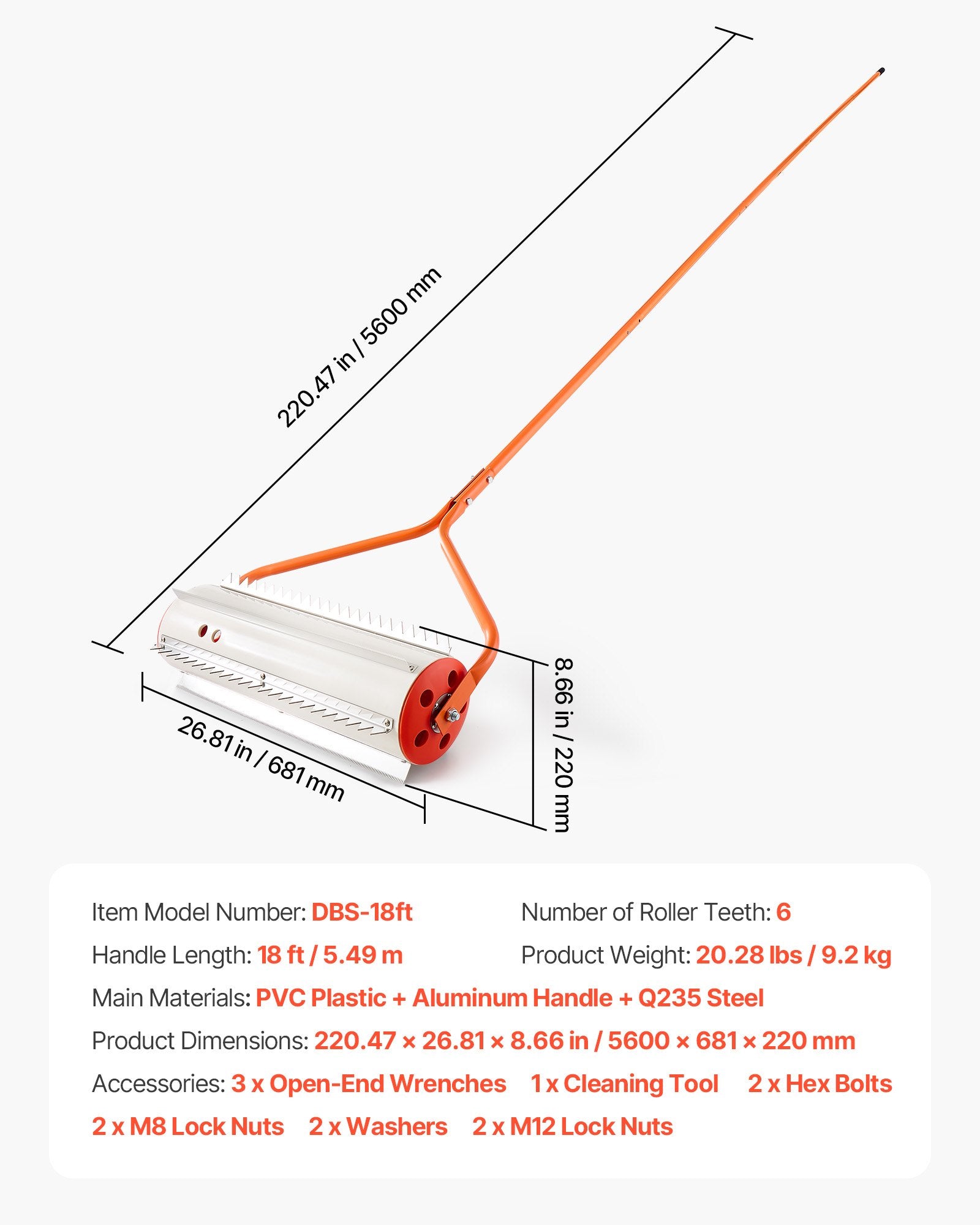Ežerų ir tvenkinių piktžolių pjoviklis VEVOR DBS-18ft, 5,49 m