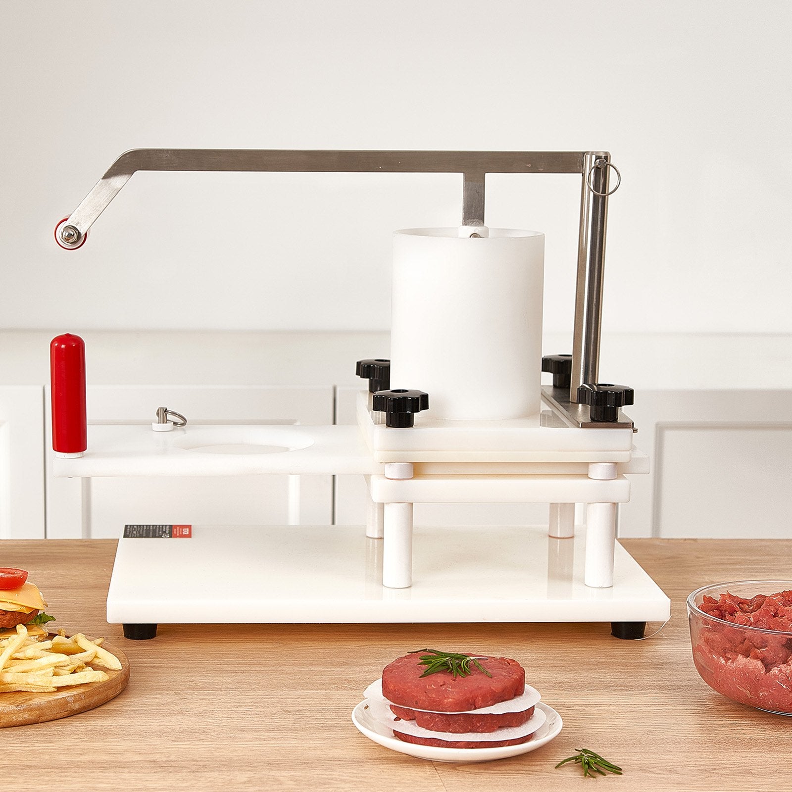 Komercinis mėsainių paplotėlių formavimo aparatas VEVOR HR-130L, 130 mm