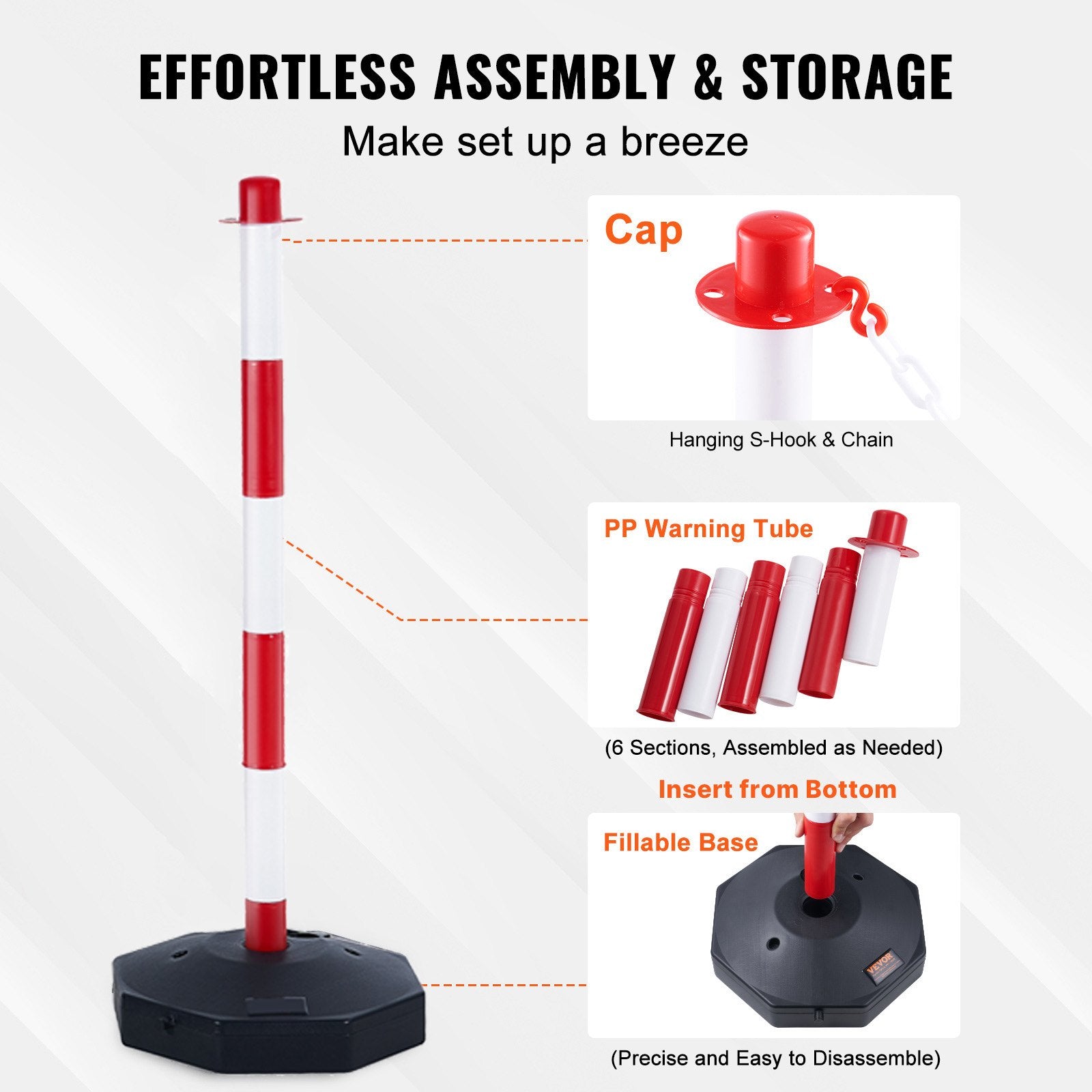 Kelio atitvarų stulpeliai VEVOR CC-F03-N-RW-2PCS-2.5M, 4 vnt. komplektas