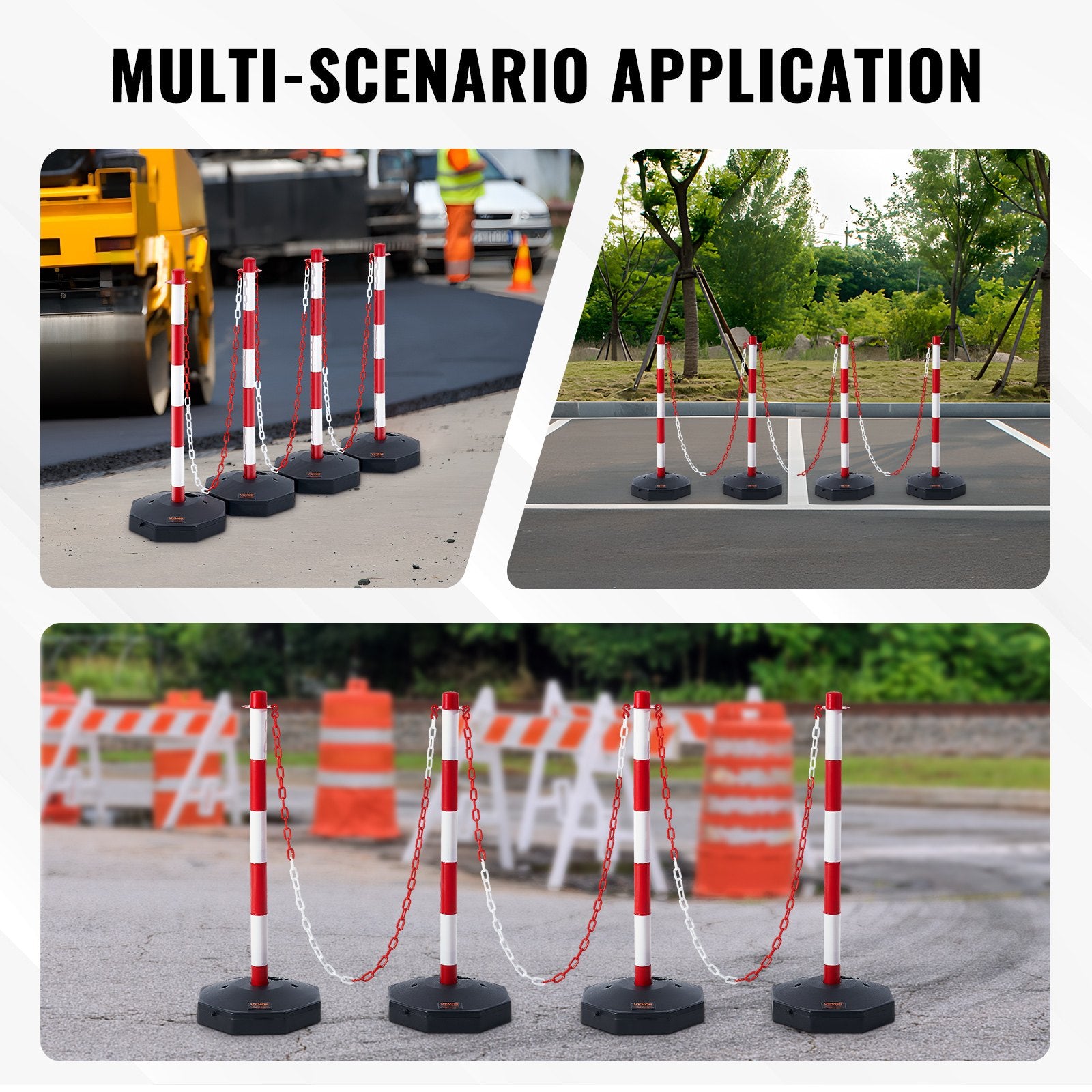 Kelio atitvarų stulpeliai VEVOR CC-F03-N-RW-2PCS-2.5M, 4 vnt. komplektas