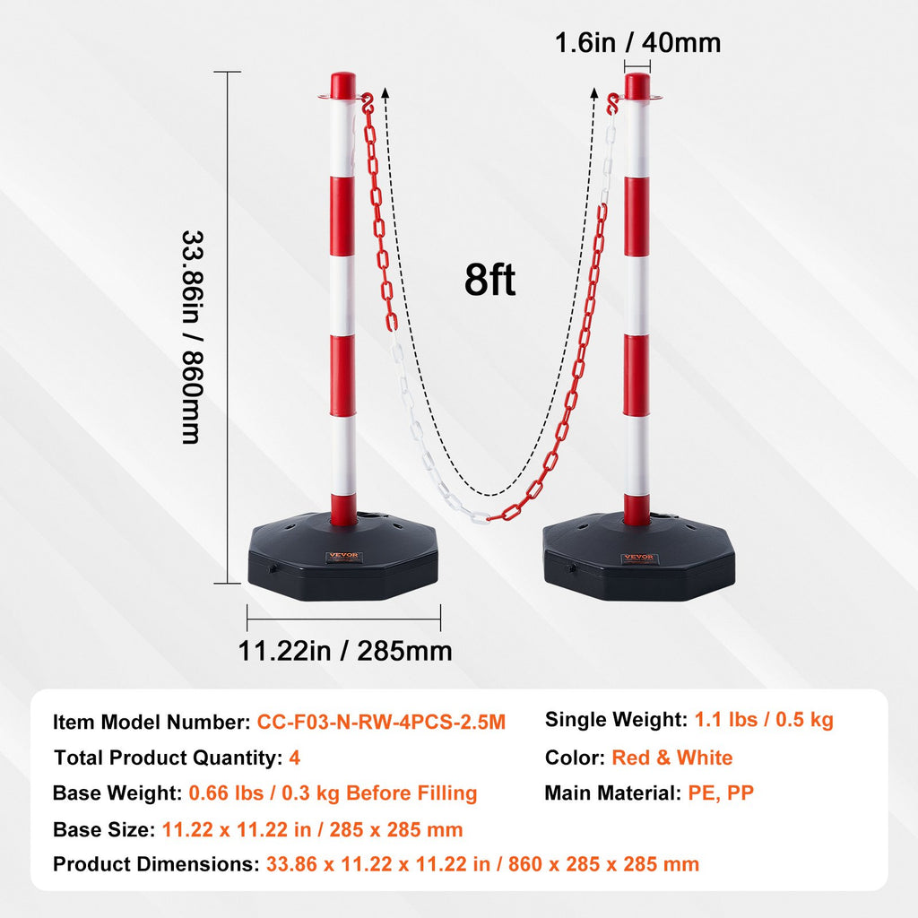 Kelio atitvarų stulpeliai VEVOR CC-F03-N-RW-2PCS-2.5M, 4 vnt. komplektas