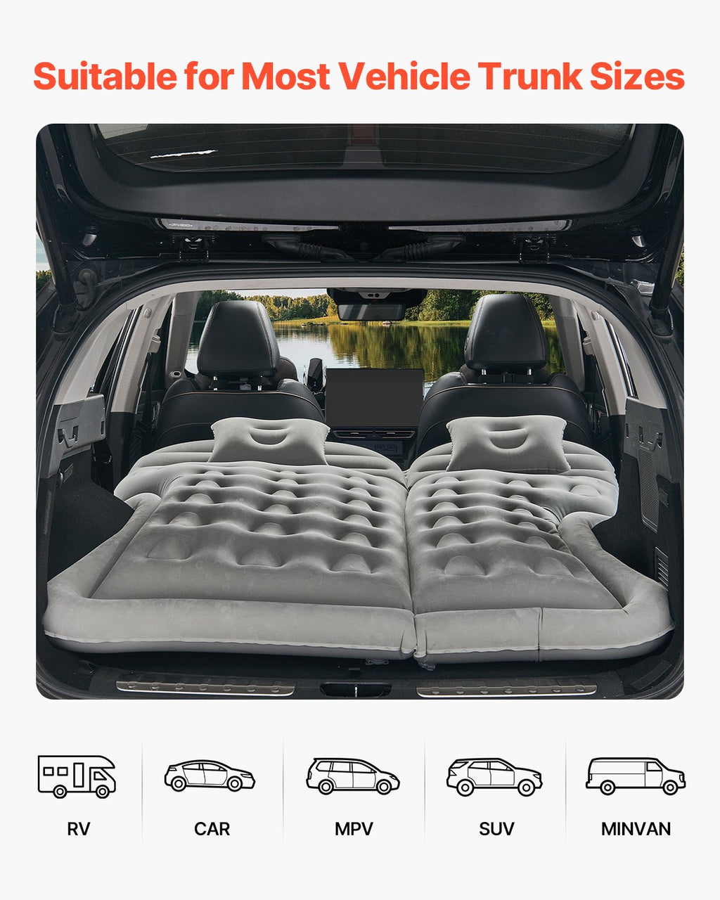 Pripučiamas automobilinis čiužinys VEVOR FW2, 175x133 cm