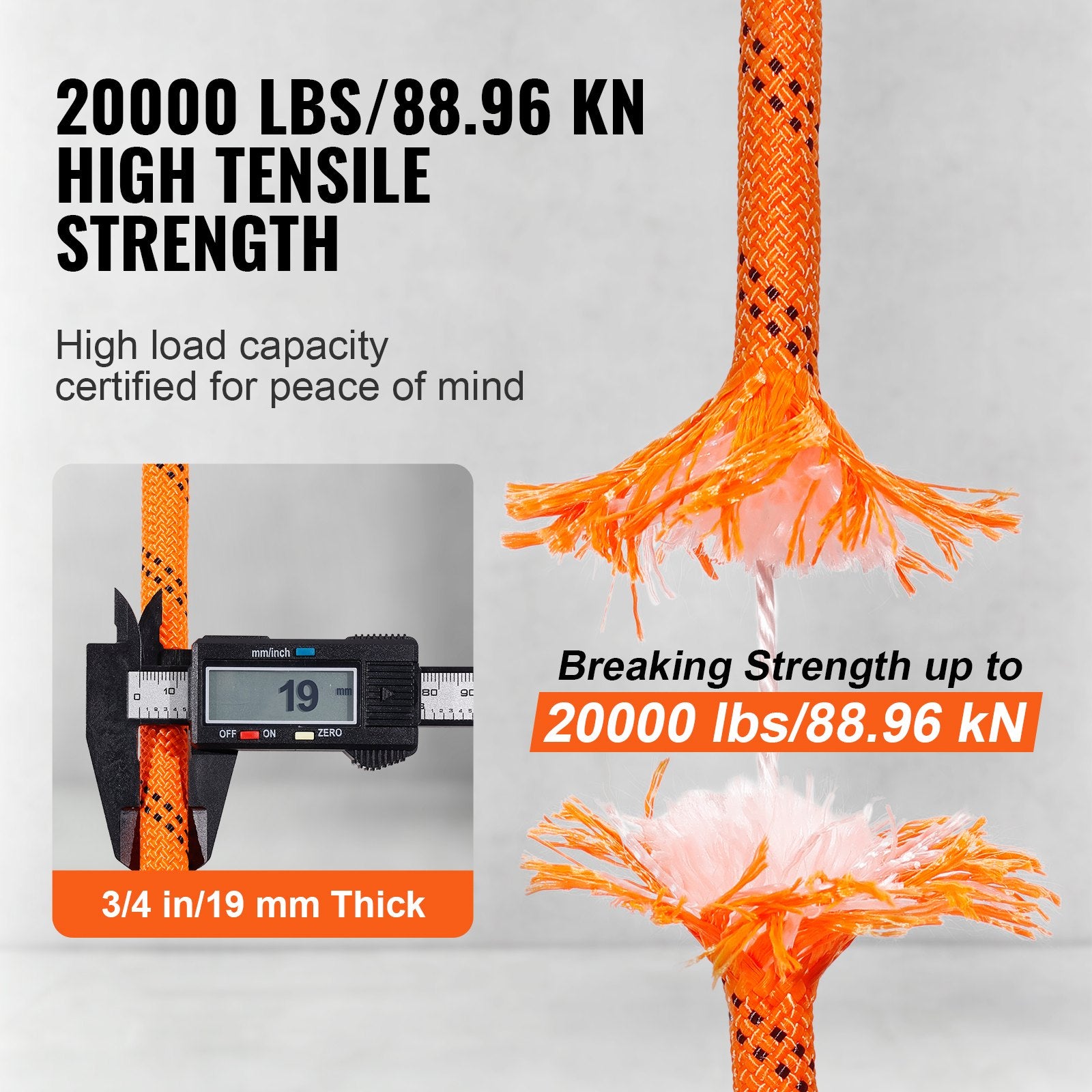 Arboristinė virvė VEVOR JLDL19-64, 19 mm x 67 m