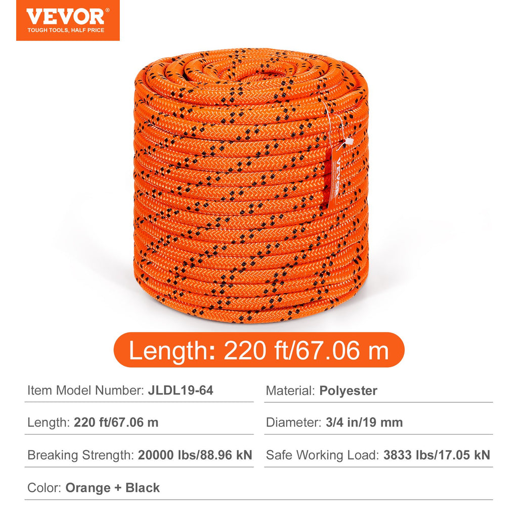 Arboristinė virvė VEVOR JLDL19-64, 19 mm x 67 m