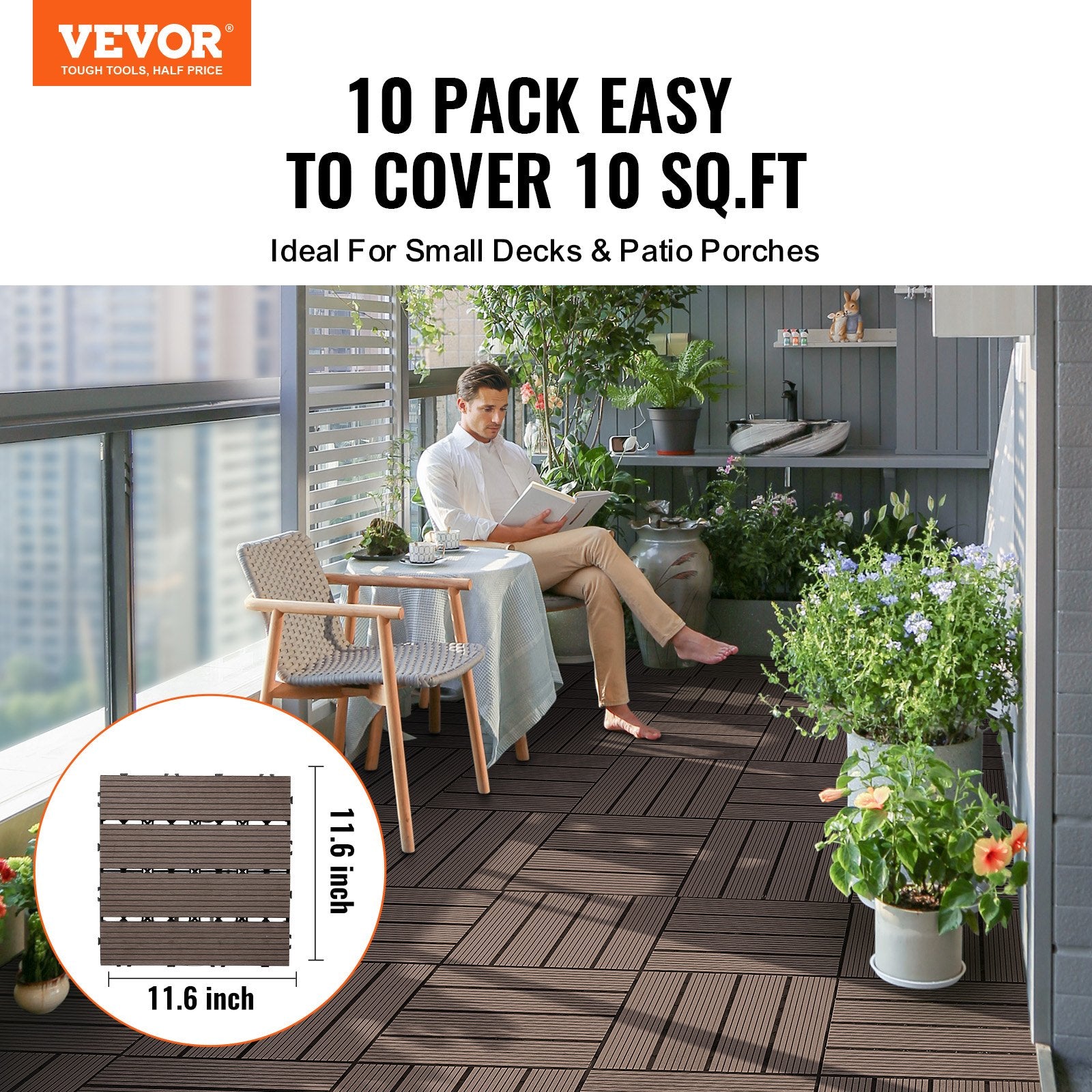 Terisinės plytelės VEVOR ALSM300-300-10(SZ), 10 vnt. (0,93 m²)