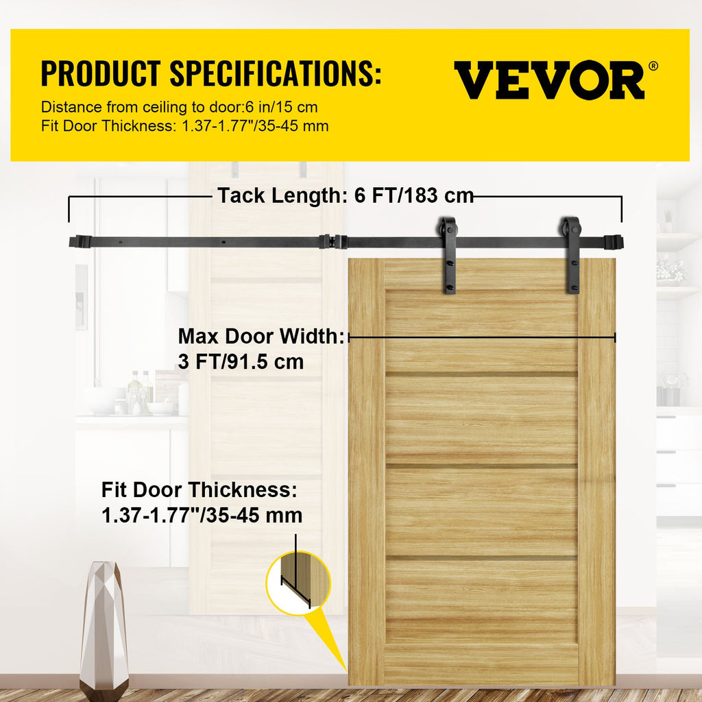 Stumdomų durų mechanizmas VEVOR VV-HDGCDGM-SMDGJX6FT, 183 cm