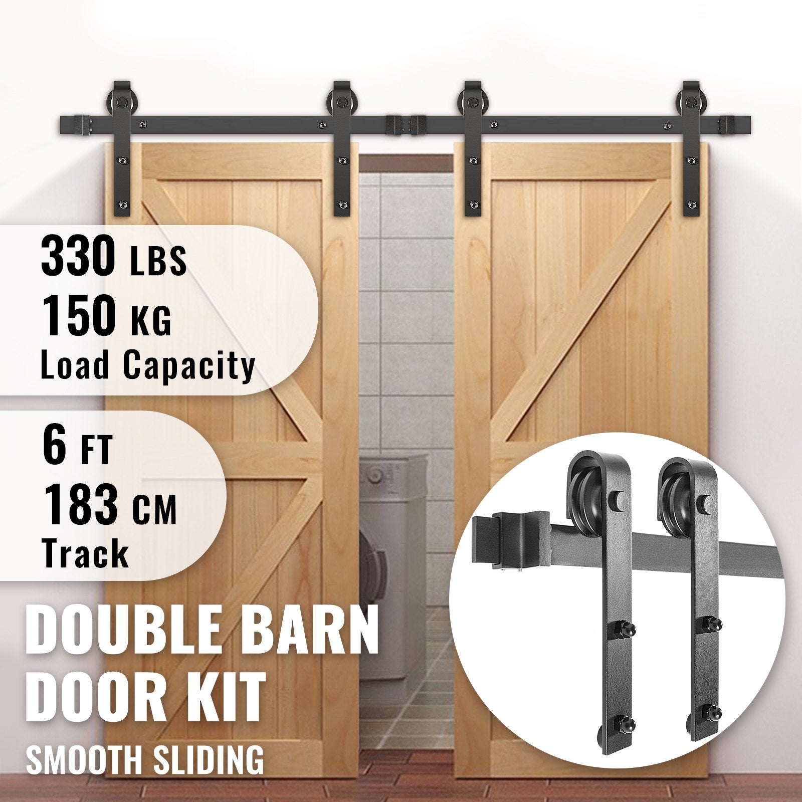 Stumdomų durų mechanizmas VEVOR VV-HDGCDGM-SMDGJX6FT, 183 cm