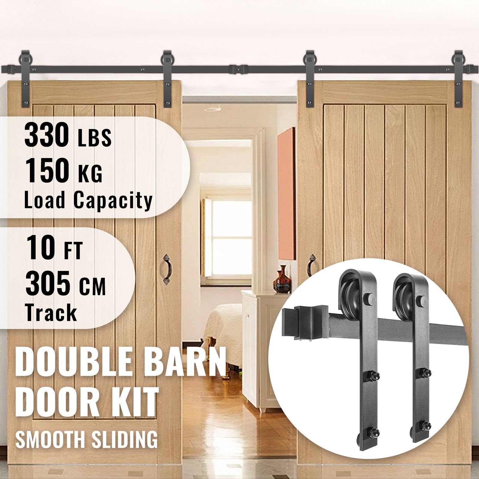 Stumdomų durų mechanizmas VEVOR VV-HDGCDGM-SMDGJX10FT, 305 cm