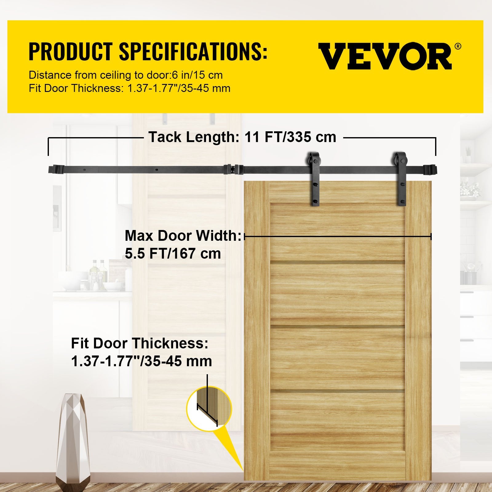 Stumdomų durų mechanizmas VEVOR VV-HDGCDGM-SMDGJX11FT, 335 cm