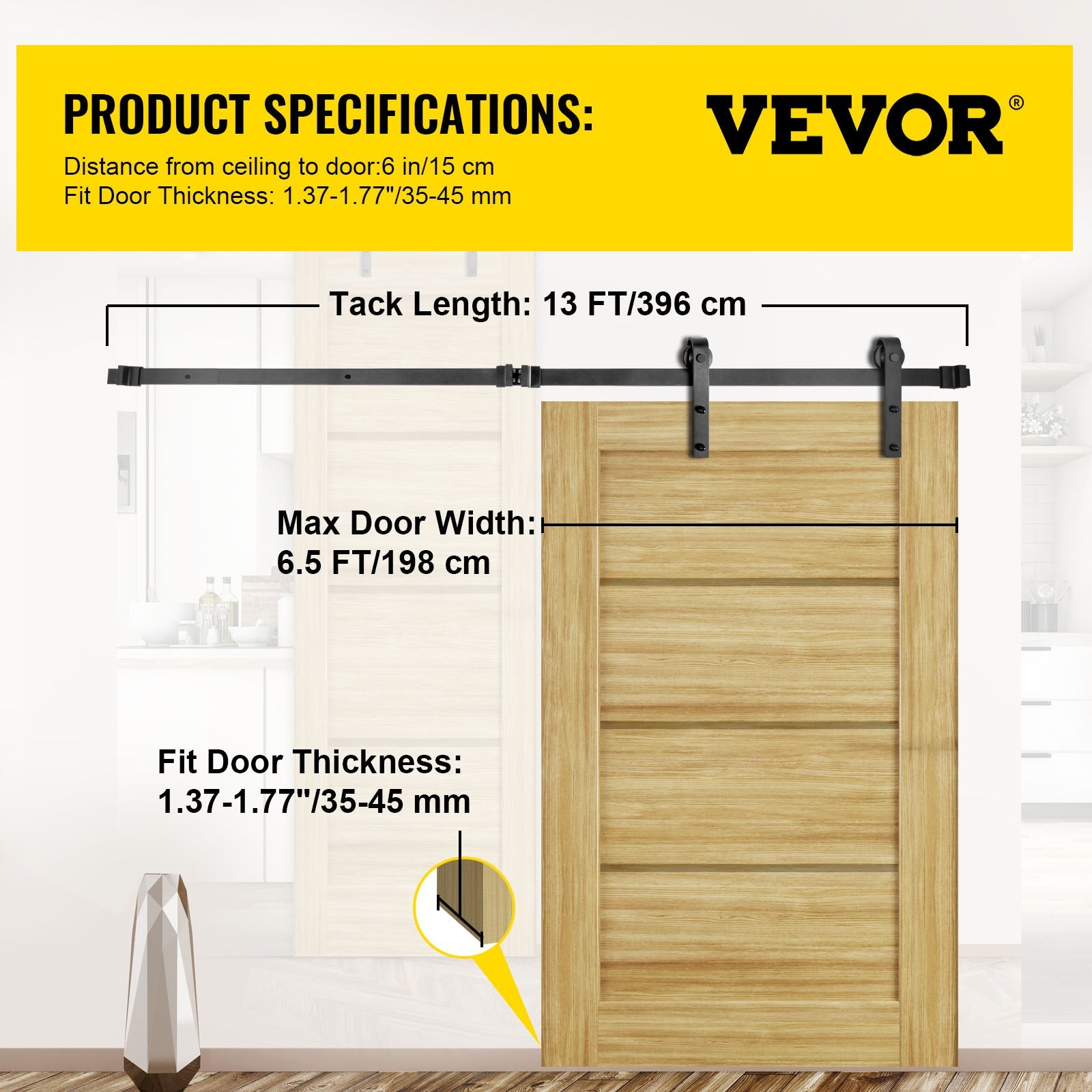 Stumdomų durų mechanizmas VEVOR VV-HDGCDGM-SMDGJX13FT, 396,2 cm