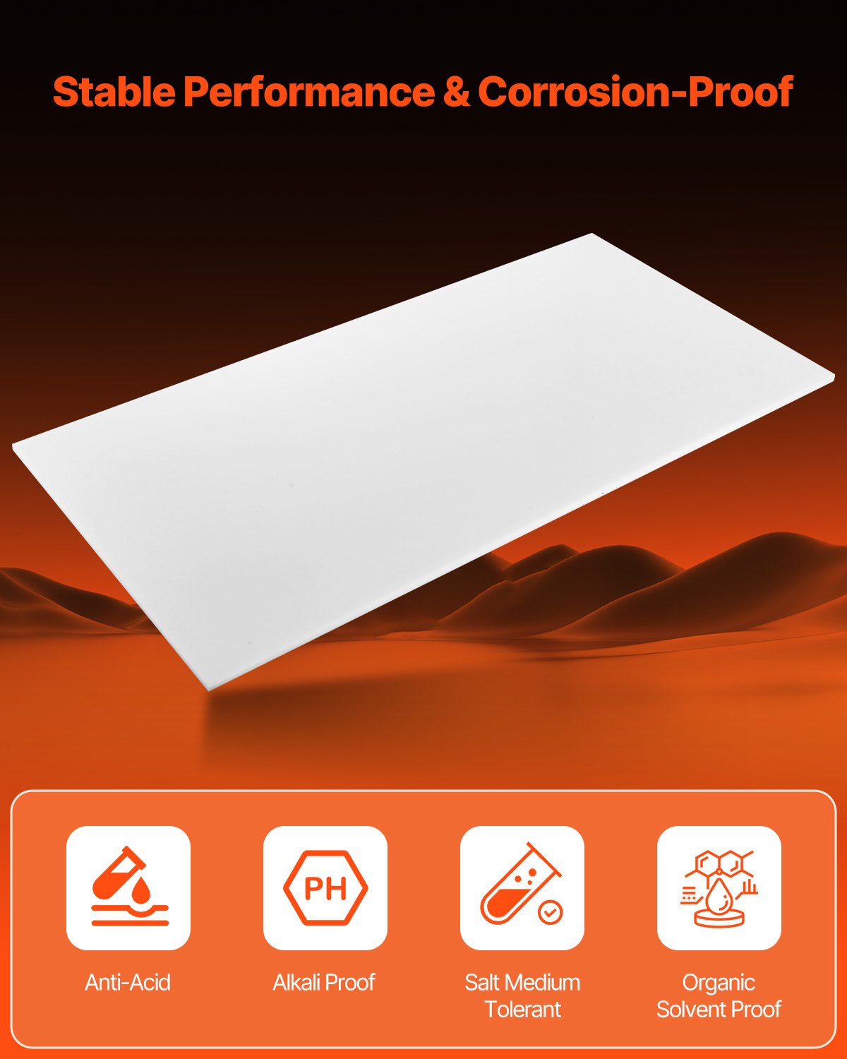 HDPE plastiko lakštas VEVOR JT-HDPE-24*48, 13 mm storio.
