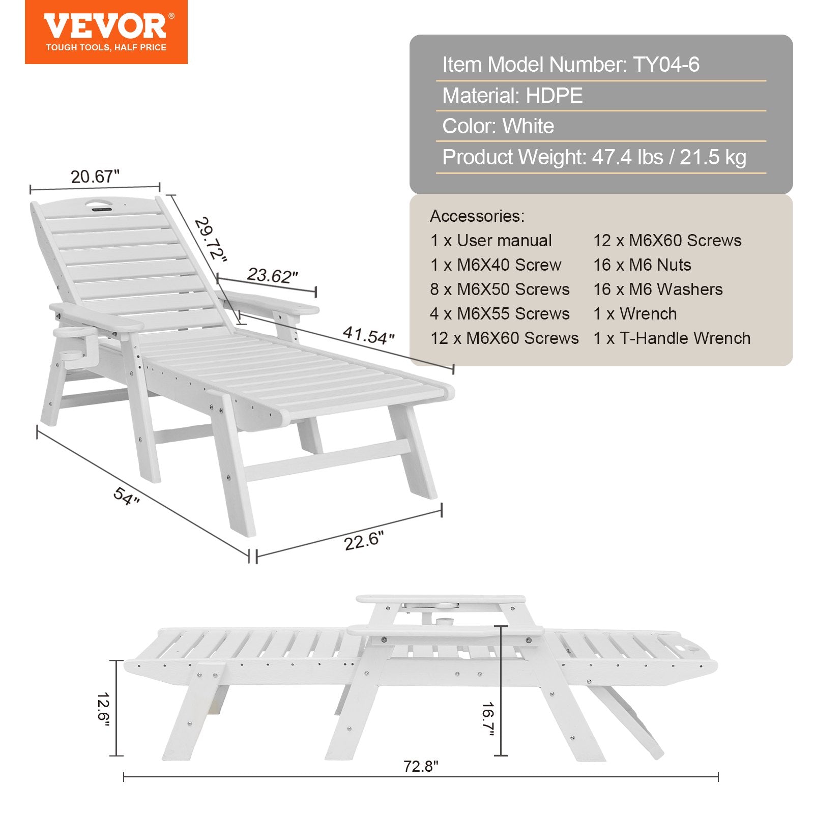 Lauko gultas VEVOR TY04-6, 181 kg keliamoji galia