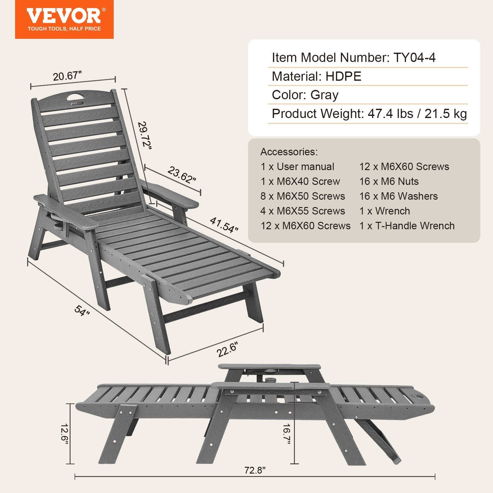 Lauko gultas VEVOR TY04-4, 181 kg keliamoji galia