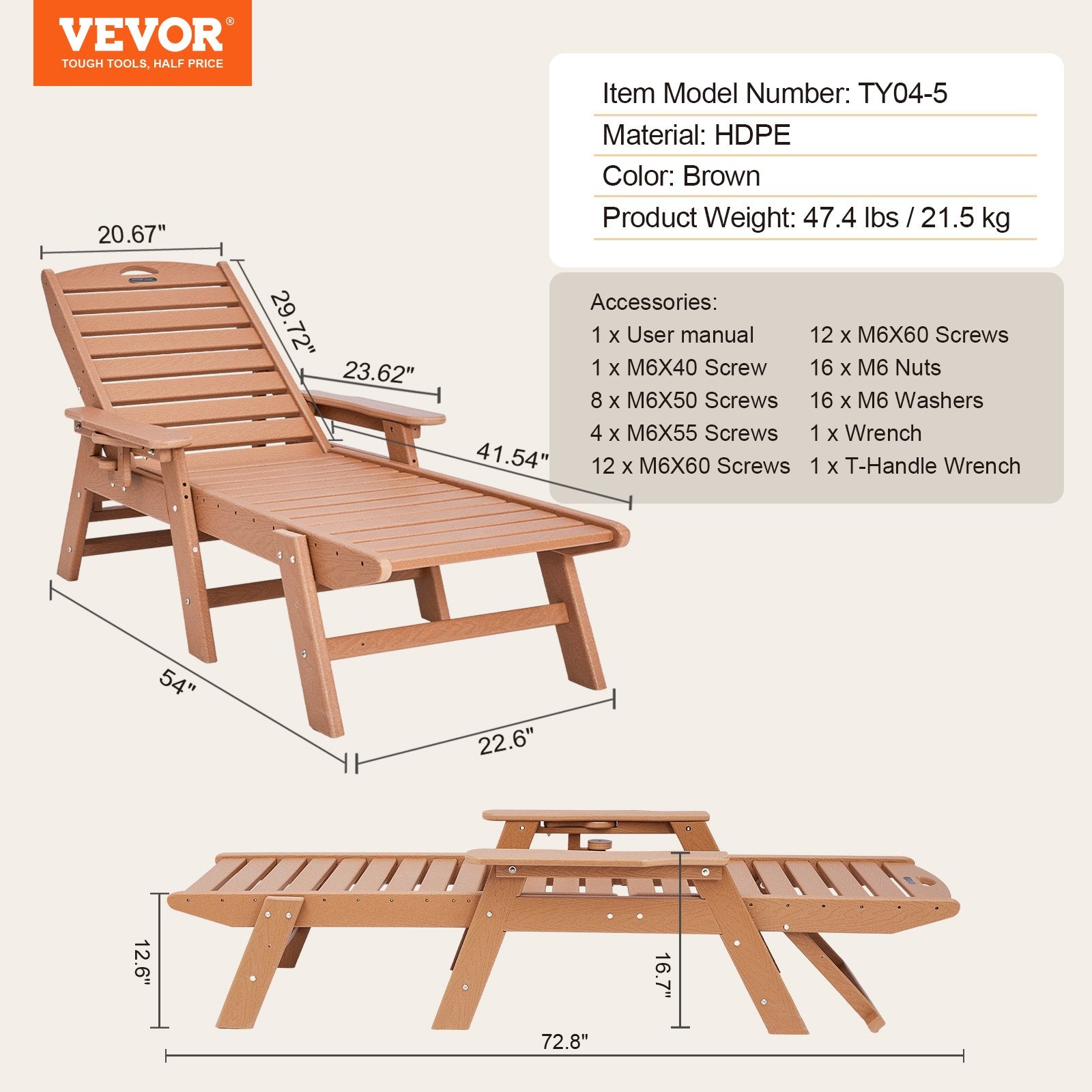 Lauko gultas VEVOR TY04-5, 181 kg apkrova