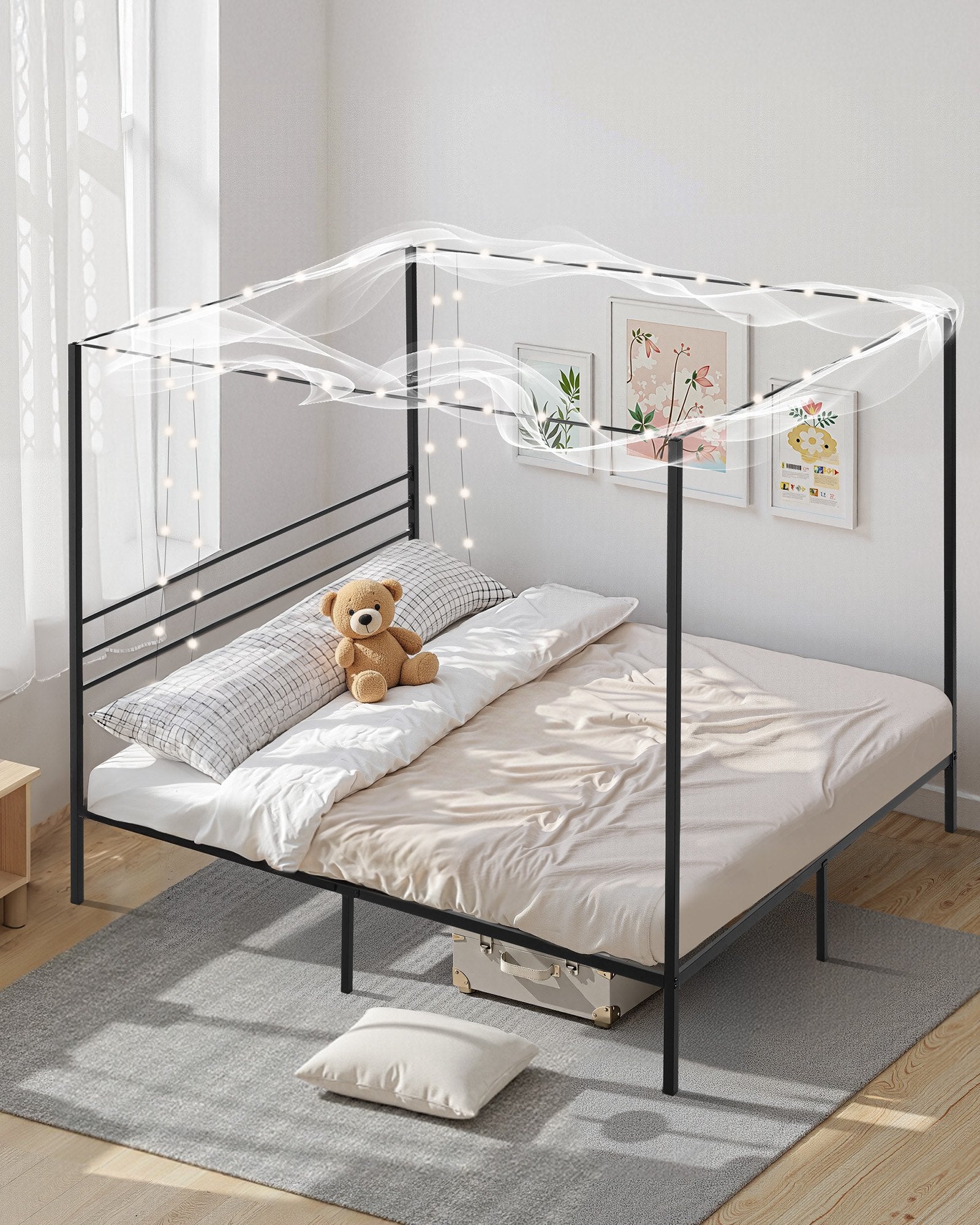 Lovos rėmas su baldakimu VEVOR SSHGC-02, King Size