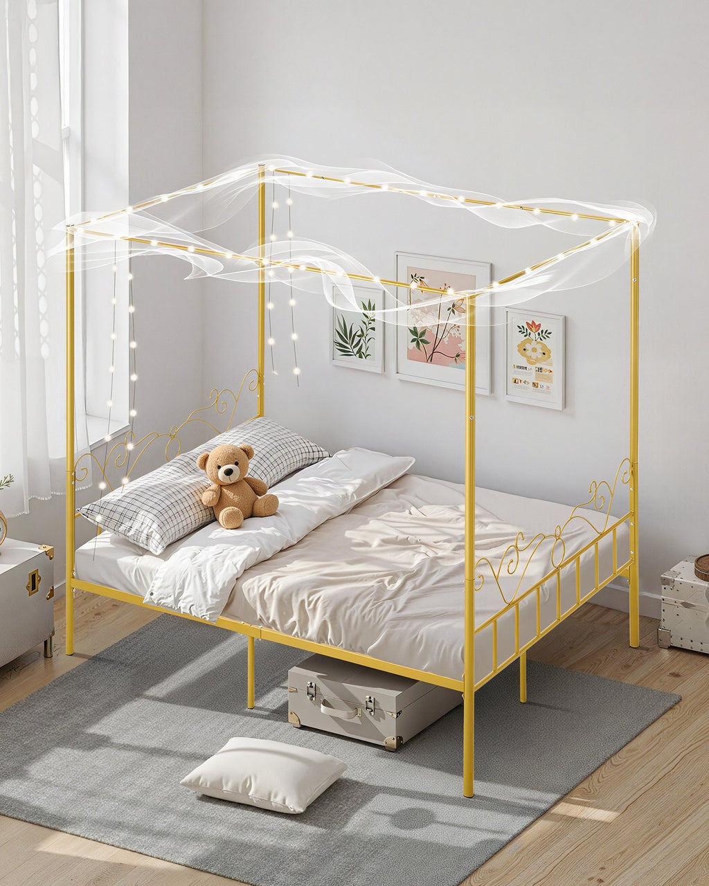 Lovos rėmas su baldakimu VEVOR SSHGC-06, Queen size (155x211 cm)