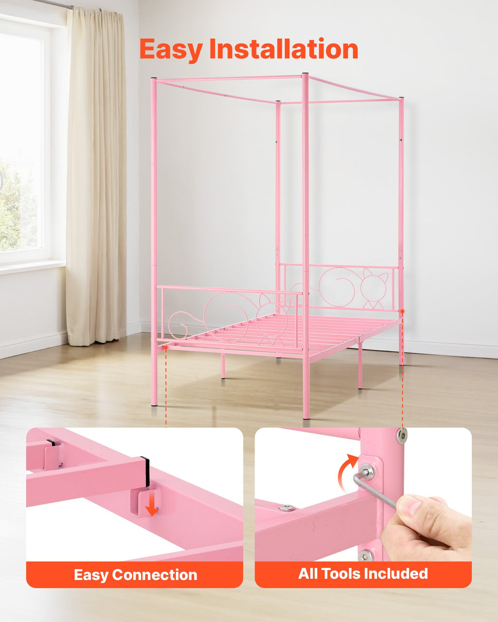 Lova su baldakimu VEVOR SSHGC-04, 101x199 cm