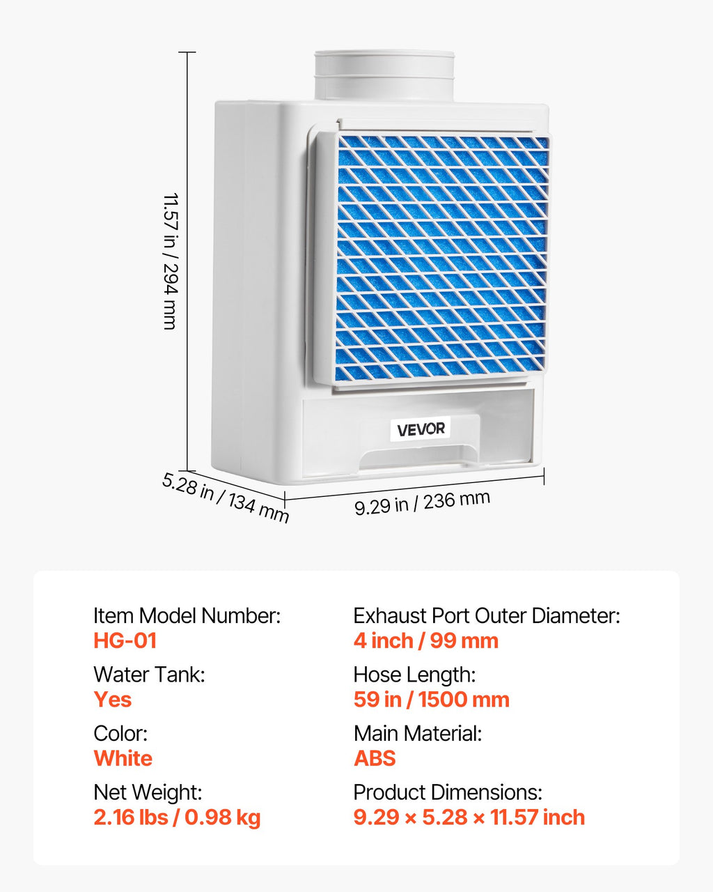 Vidaus džiovyklės ventiliacijos rinkinys VEVOR HG-01, 99 mm jungtis