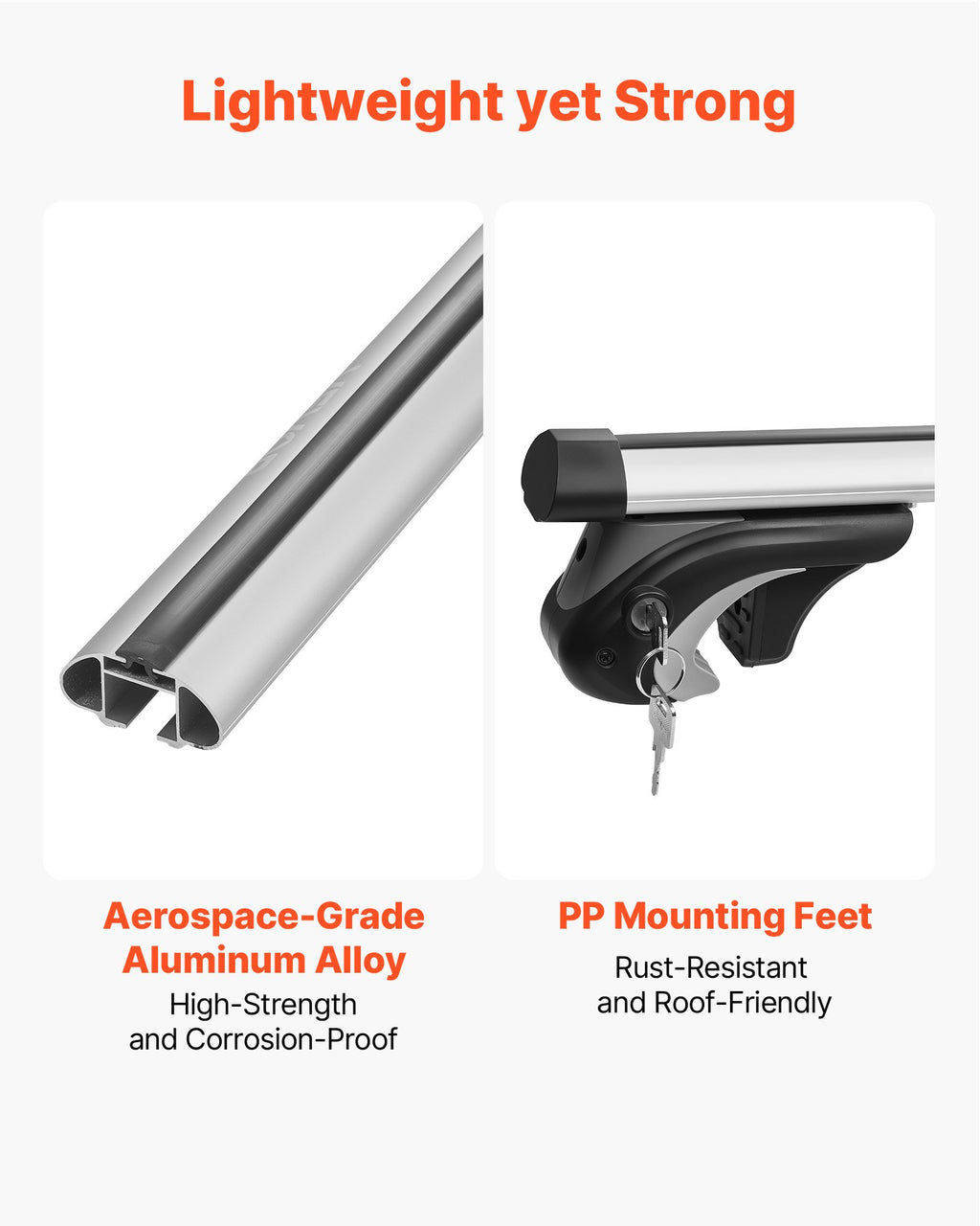 Stogo bagažinės skersiniai VEVOR HJ-RB021-142CM, 90 kg keliamoji galia