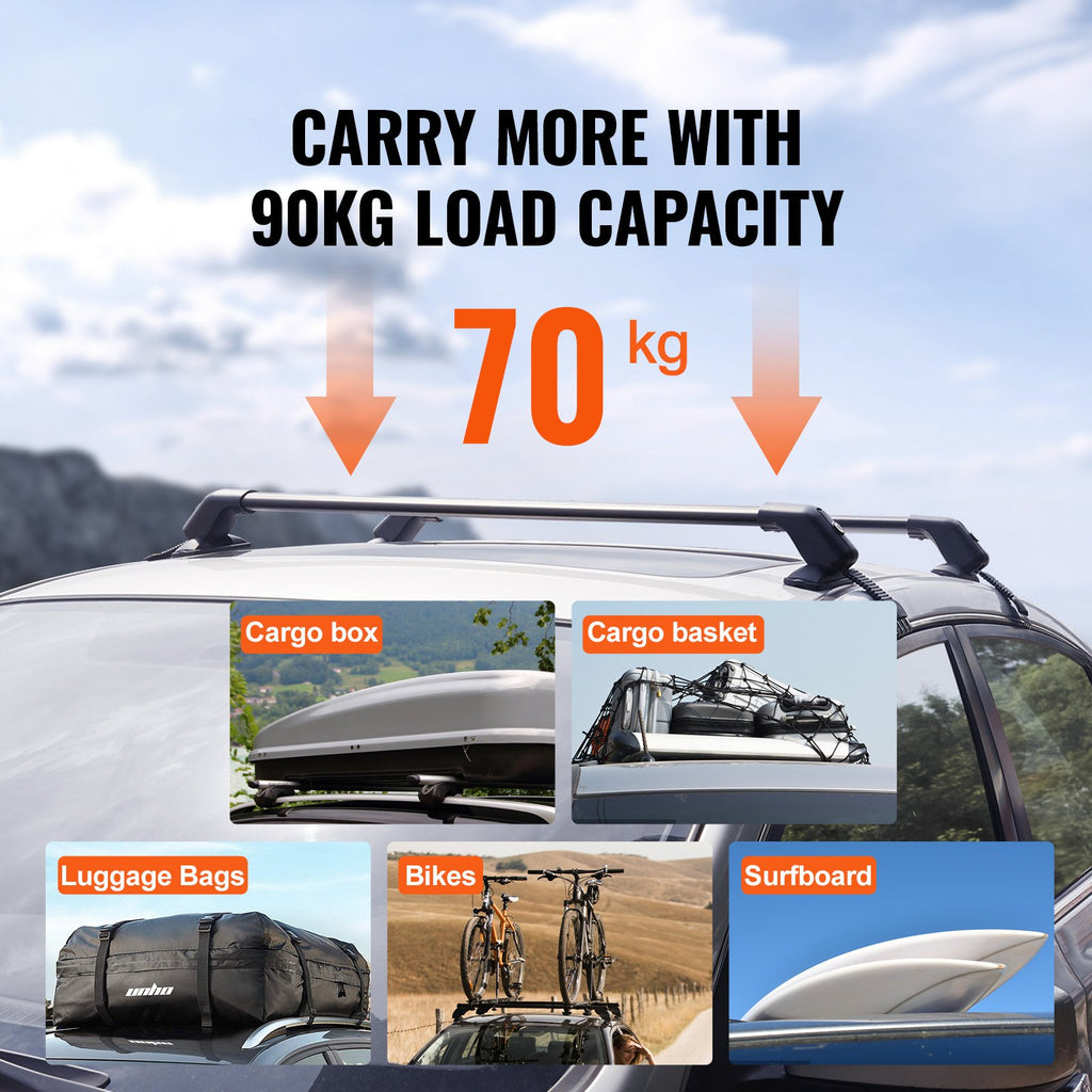 Universali stogo bagažinės skersinių sistema VEVOR HJ-RB017, 70 kg keliamoji galia