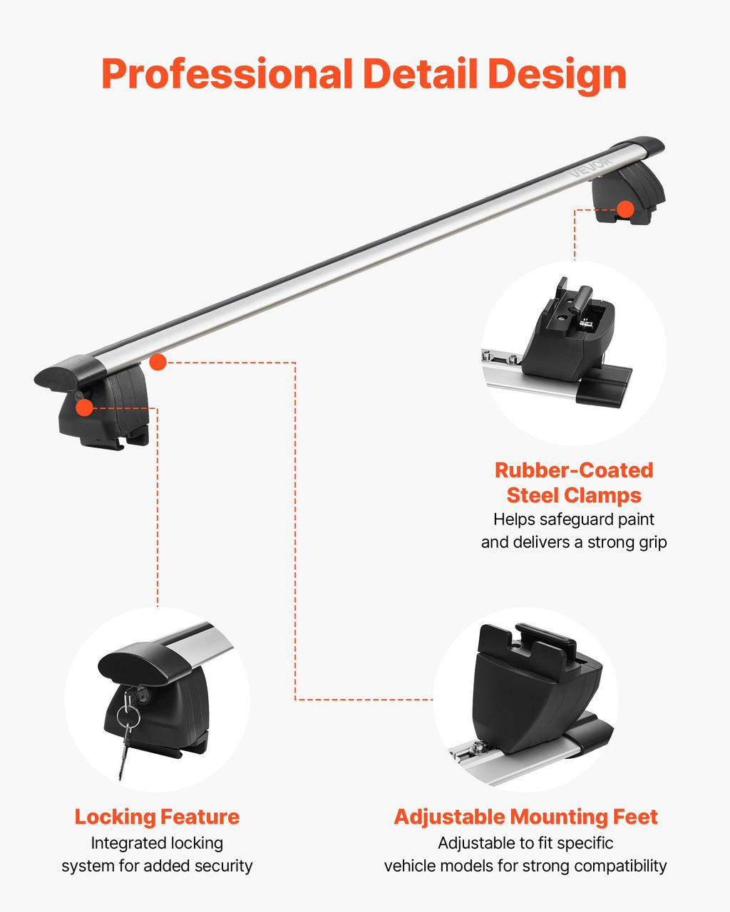 Stogo bagažinės skersiniai VEVOR HJ-RB015A-120CM, 75 kg keliamoji galia