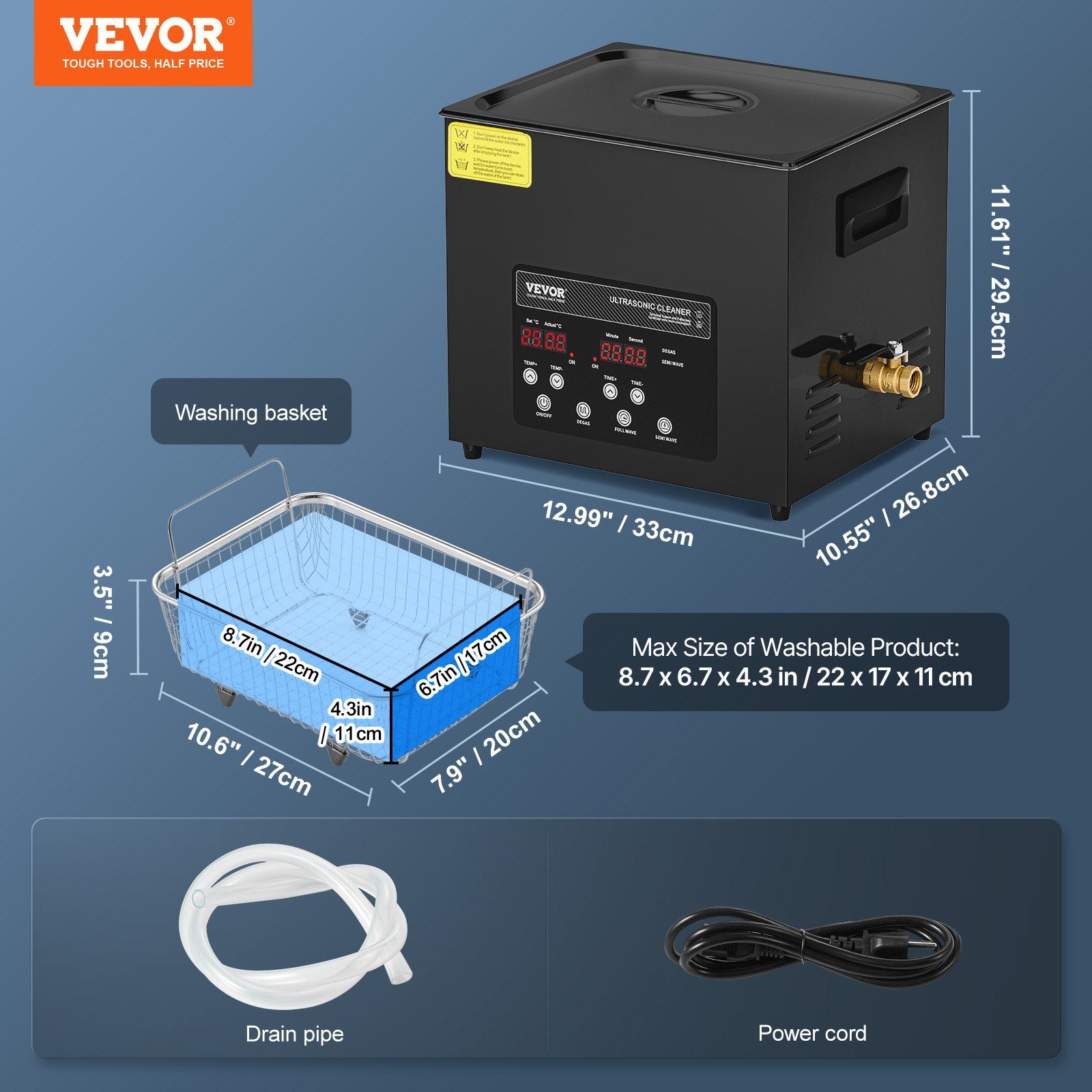 Ultragarsinė vonelė VEVOR KZ-F10, 10 l