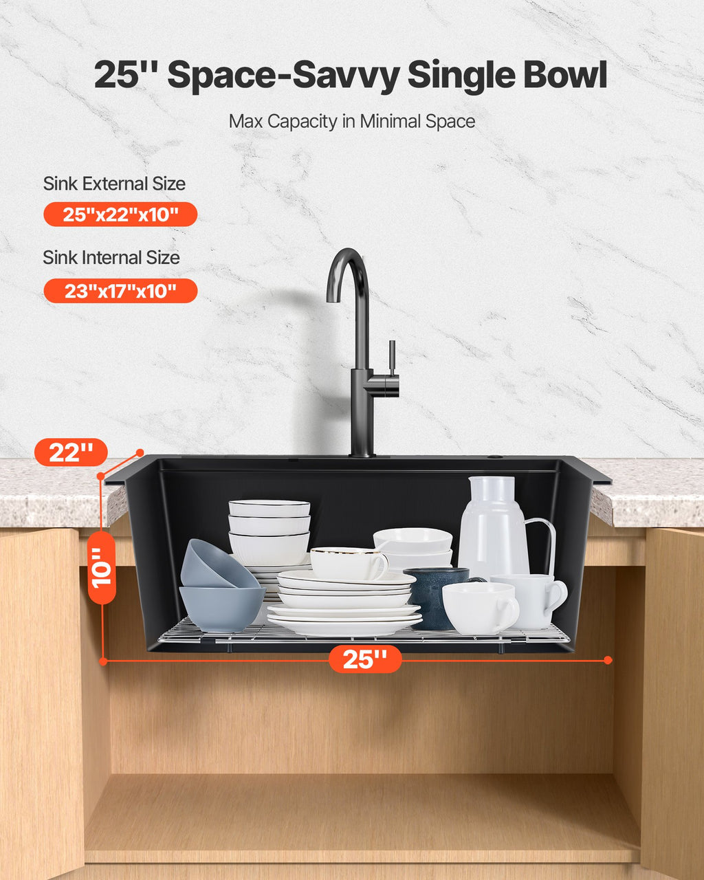Granitinė virtuvės plautuvė VEVOR CS6356, 63 cm