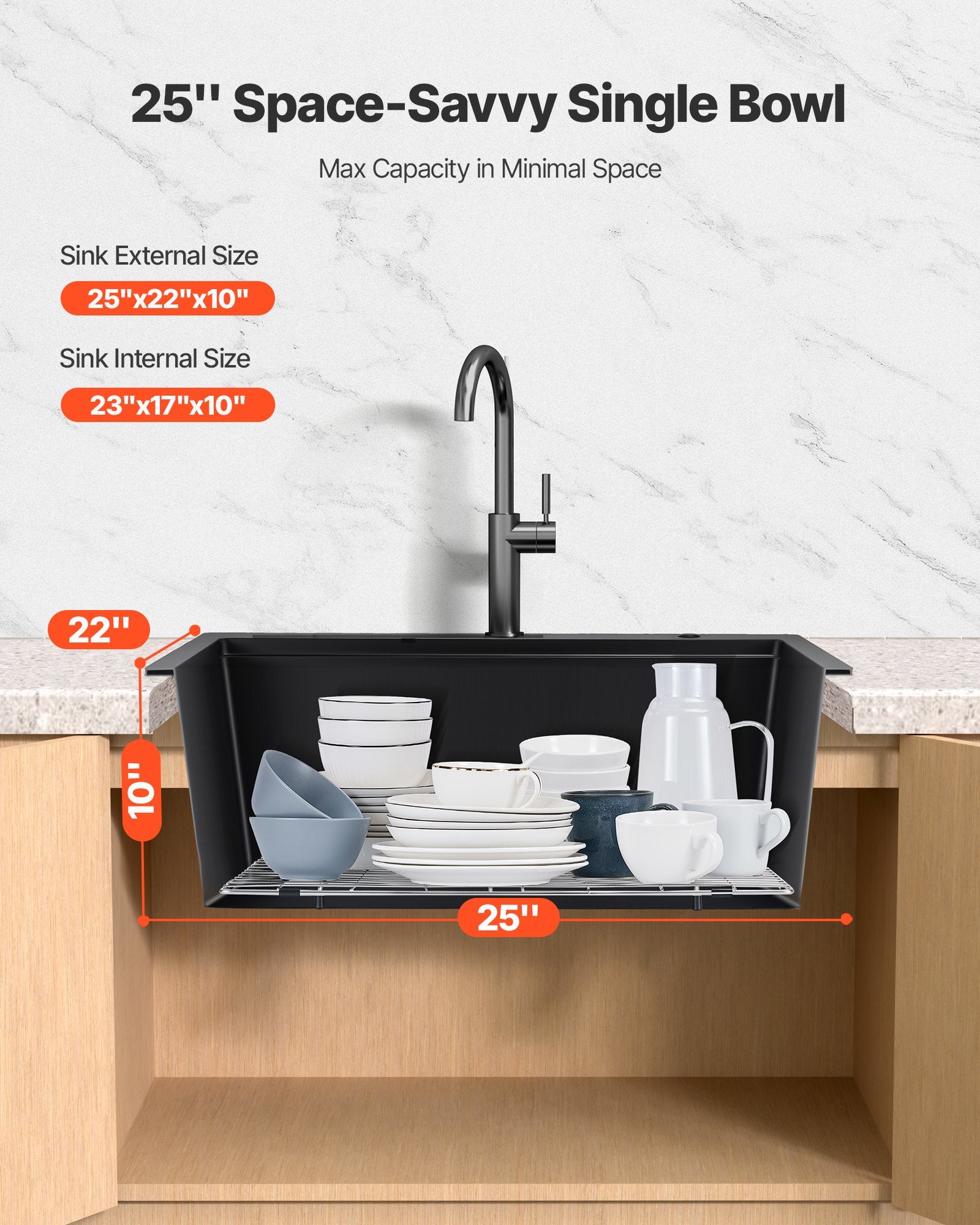 Granitinė virtuvės plautuvė VEVOR CS6356, 63 cm