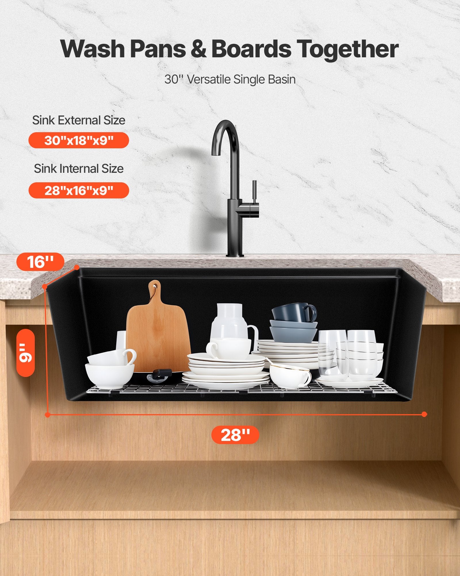 Granitinė virtuvės plautuvė VEVOR CS762457, 76 cm