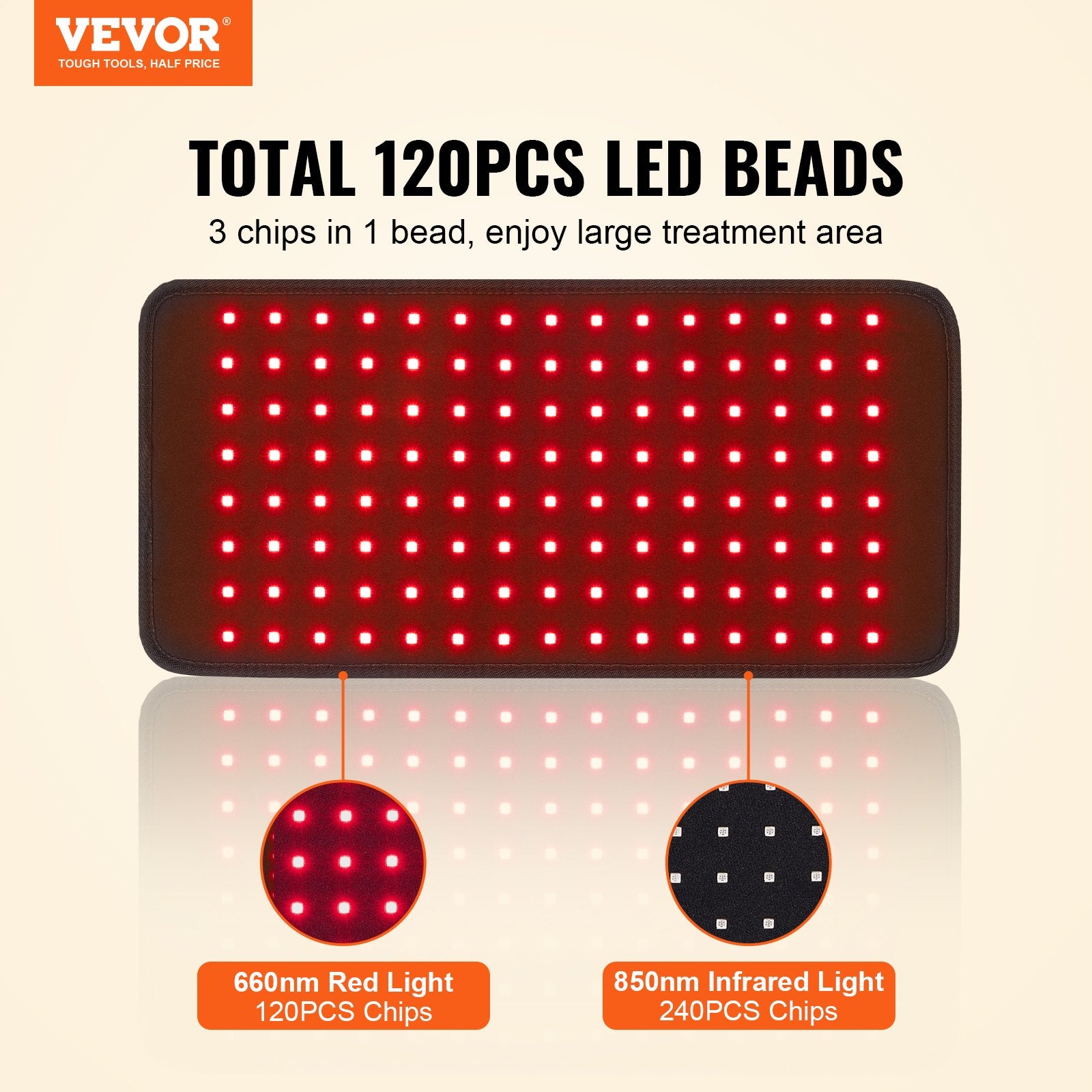 Raudonos šviesos terapijos kilimėlis VEVOR BRL-1120, 120 LED diodų