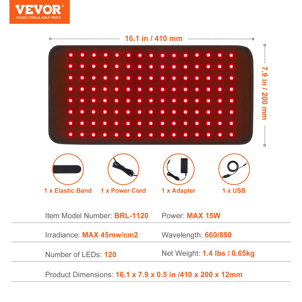 Raudonos šviesos terapijos kilimėlis VEVOR BRL-1120, 120 LED diodų