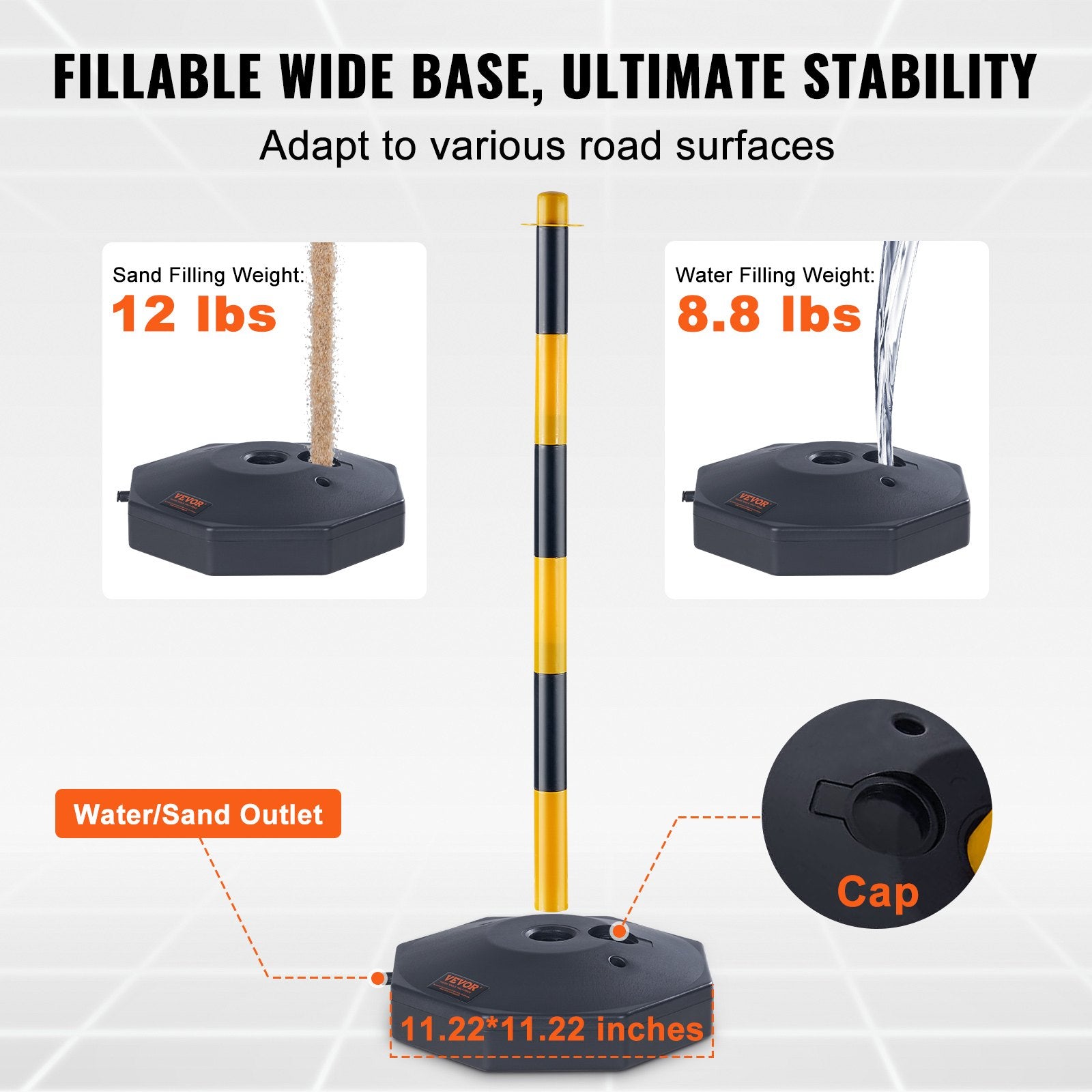 Kelio atitvarų stulpeliai VEVOR CC-F03-N-RW-2PCS-2.5M, 6 vnt. rinkinys