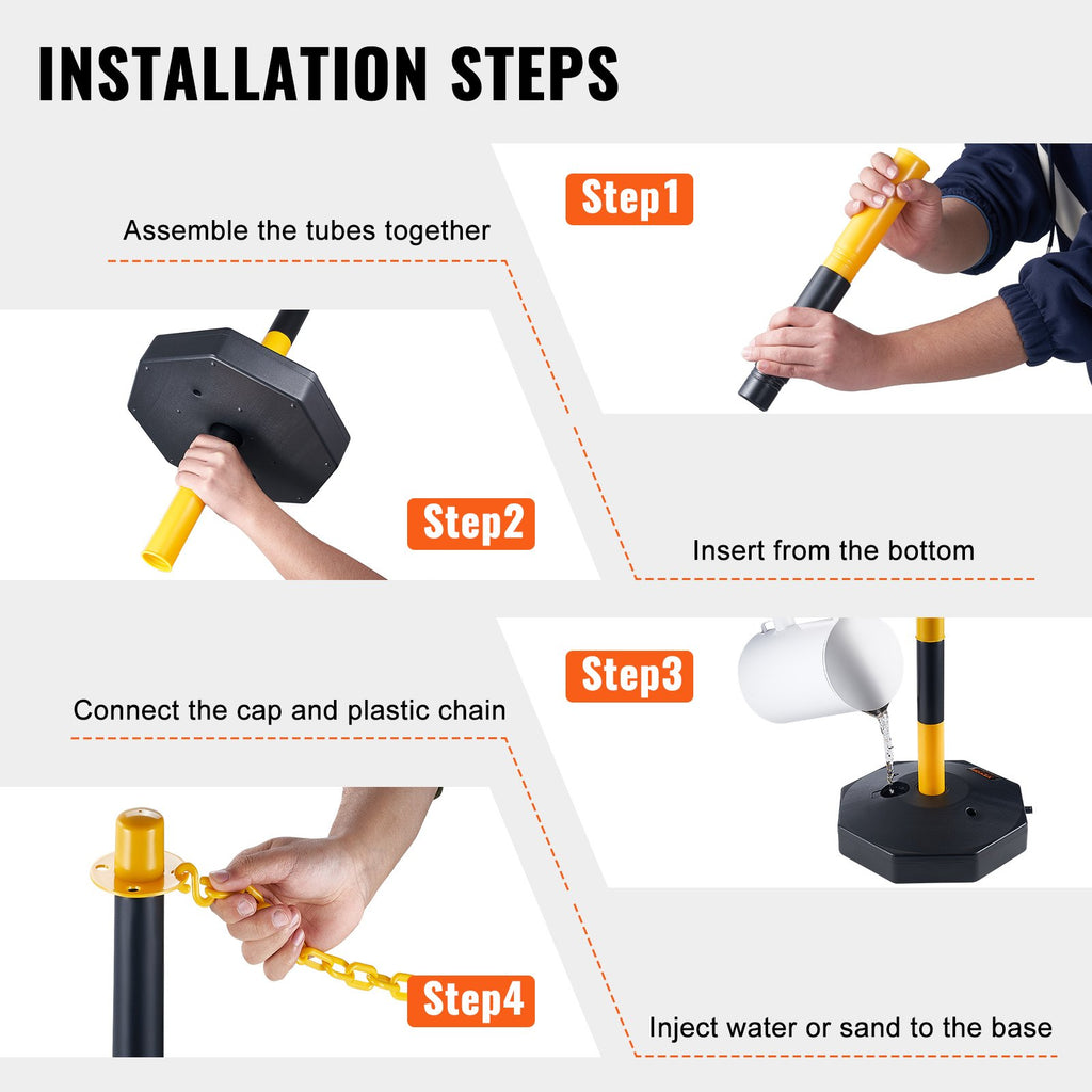 Kelio atitvarų stulpeliai VEVOR CC-F03-N-RW-2PCS-2.5M, 6 vnt. rinkinys