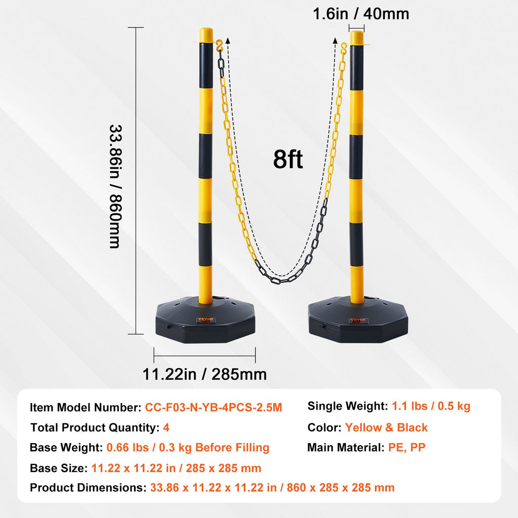 Eismo reguliavimo stulpeliai VEVOR CC-F03-N-RW-2PCS-2.5M, 4 vnt. komplektas