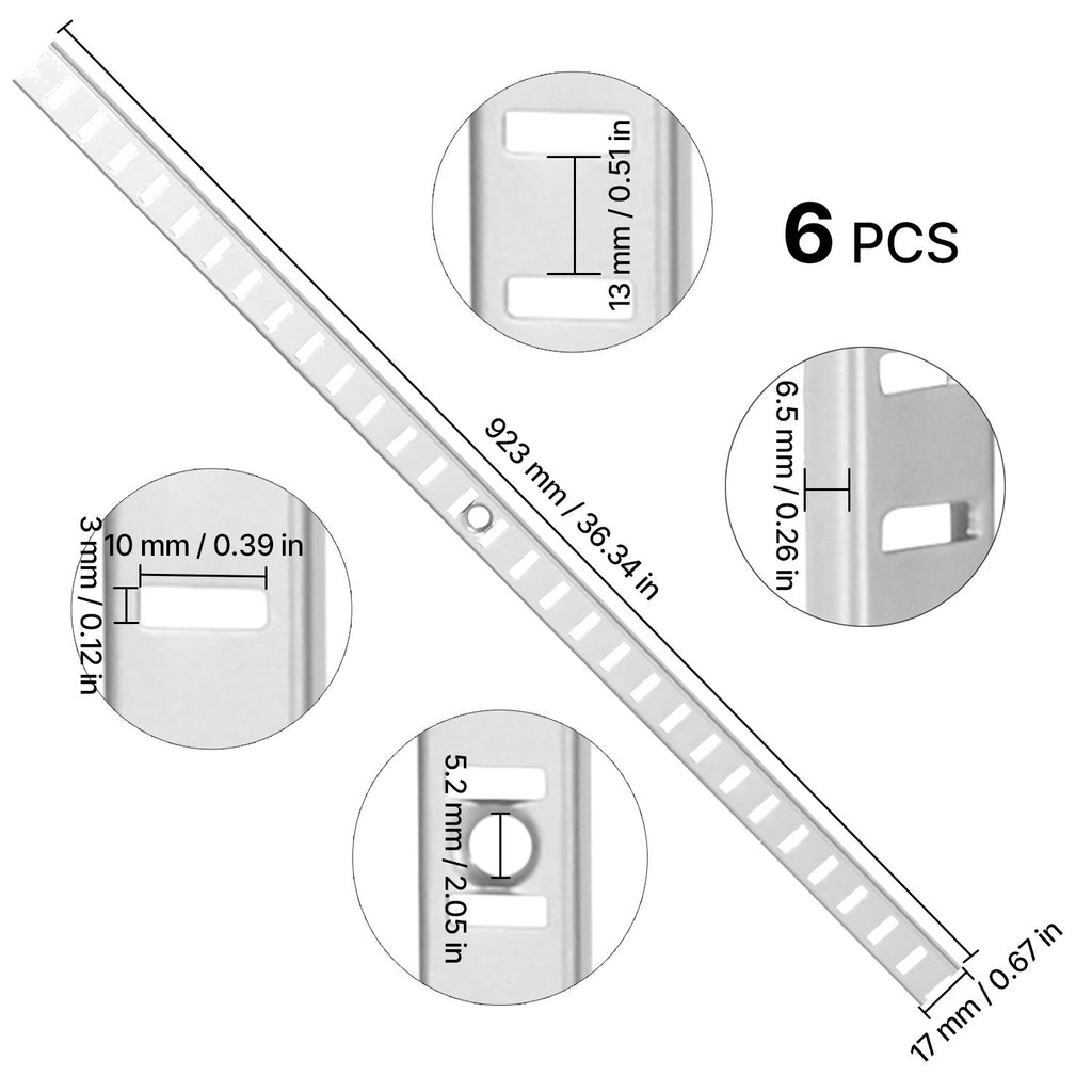 Lentynų laikikliai (pilasteriai) VEVOR GD01, 923 mm, 6 vnt.