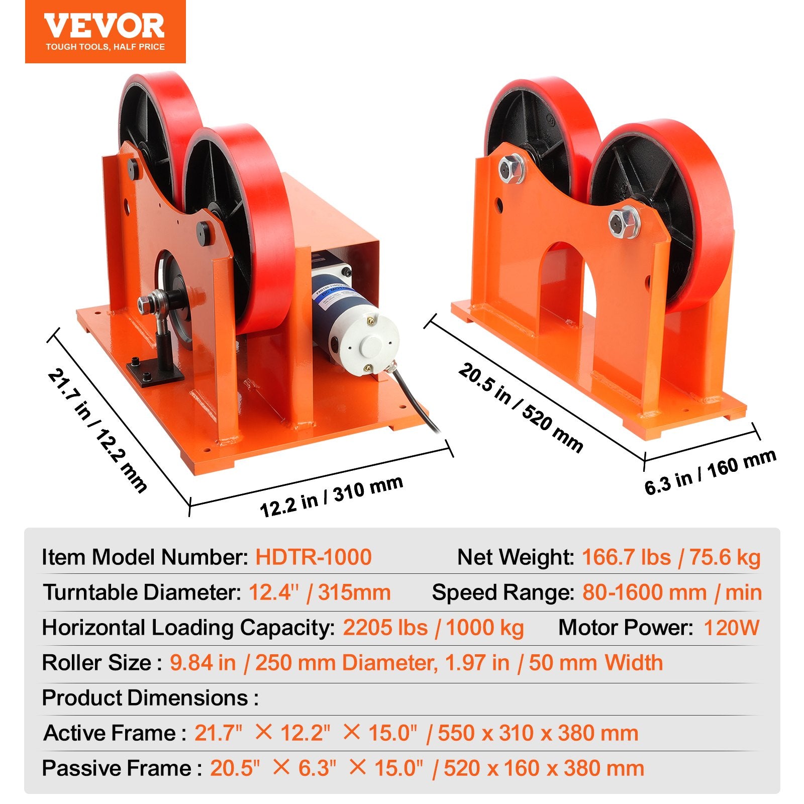 Suvirinimo sukiklis VEVOR HDTR-1000, 1000 kg keliamoji galia