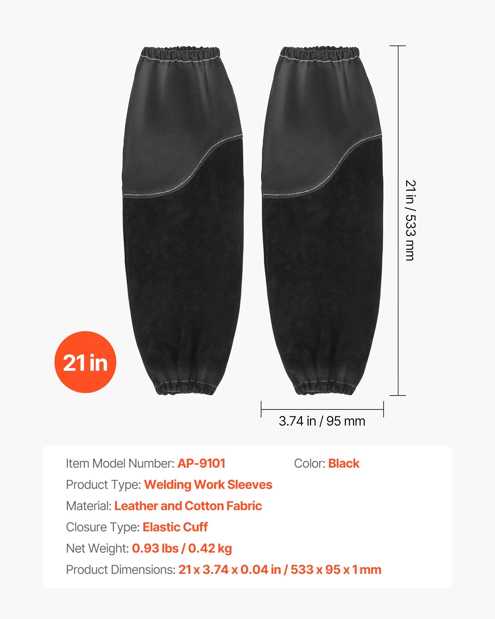 Suvirinimo rankovės VEVOR AP-9101, 53 cm ilgio