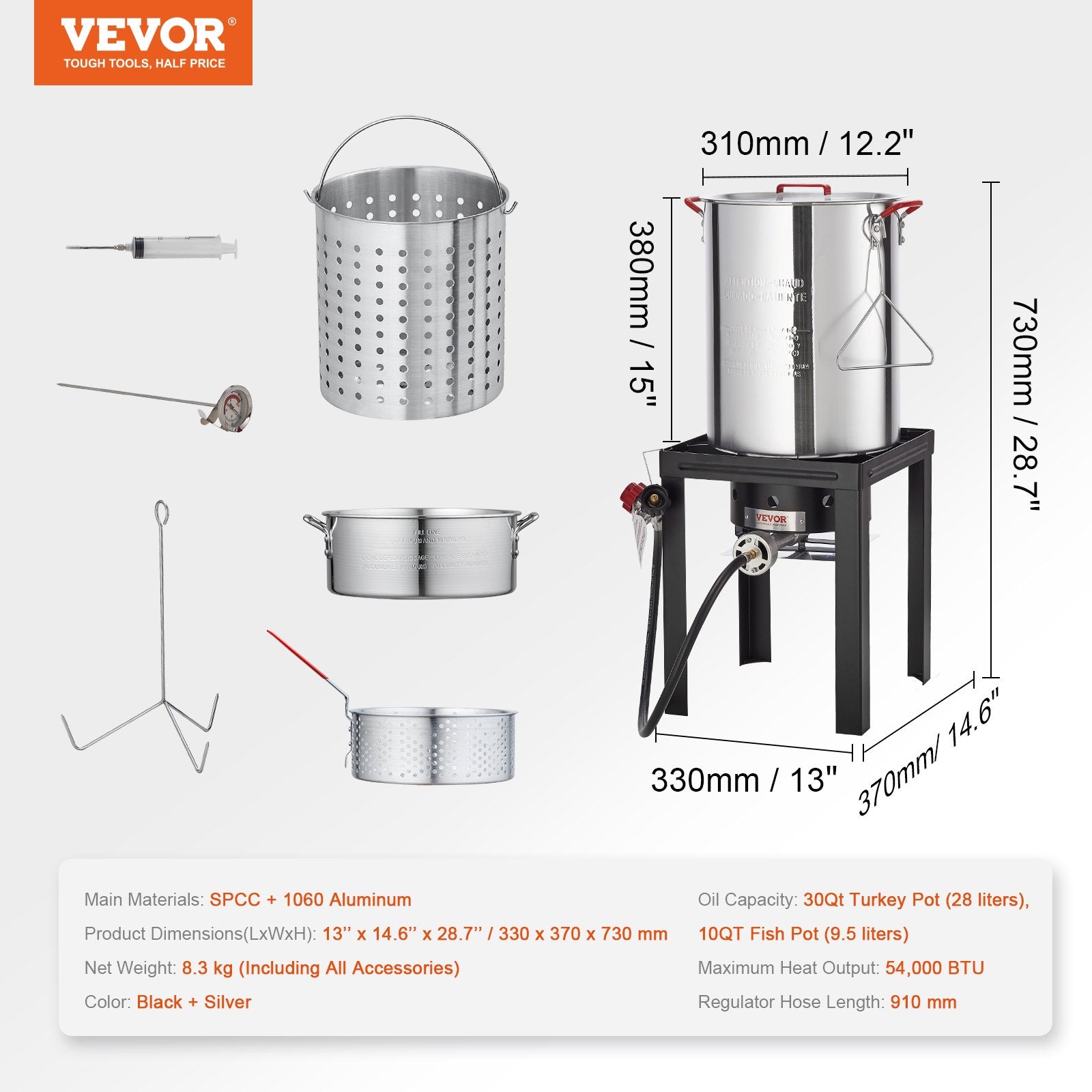 Lauko viryklė ir gruzdintuvė VEVOR FCKIT-14, 54 000 BTU