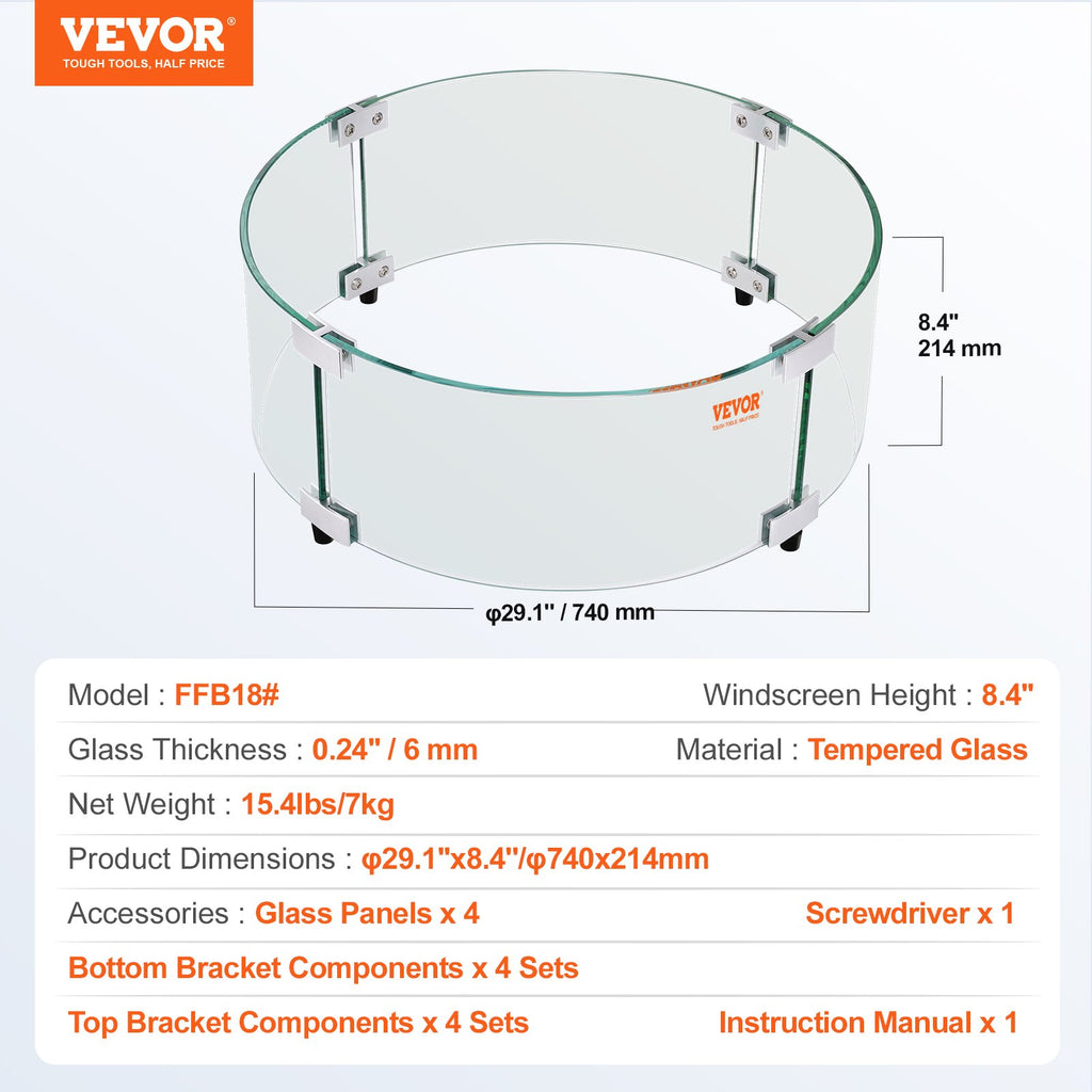 Lauko židinio apsauga nuo vėjo VEVOR ffb18#, 740 x 214 mm