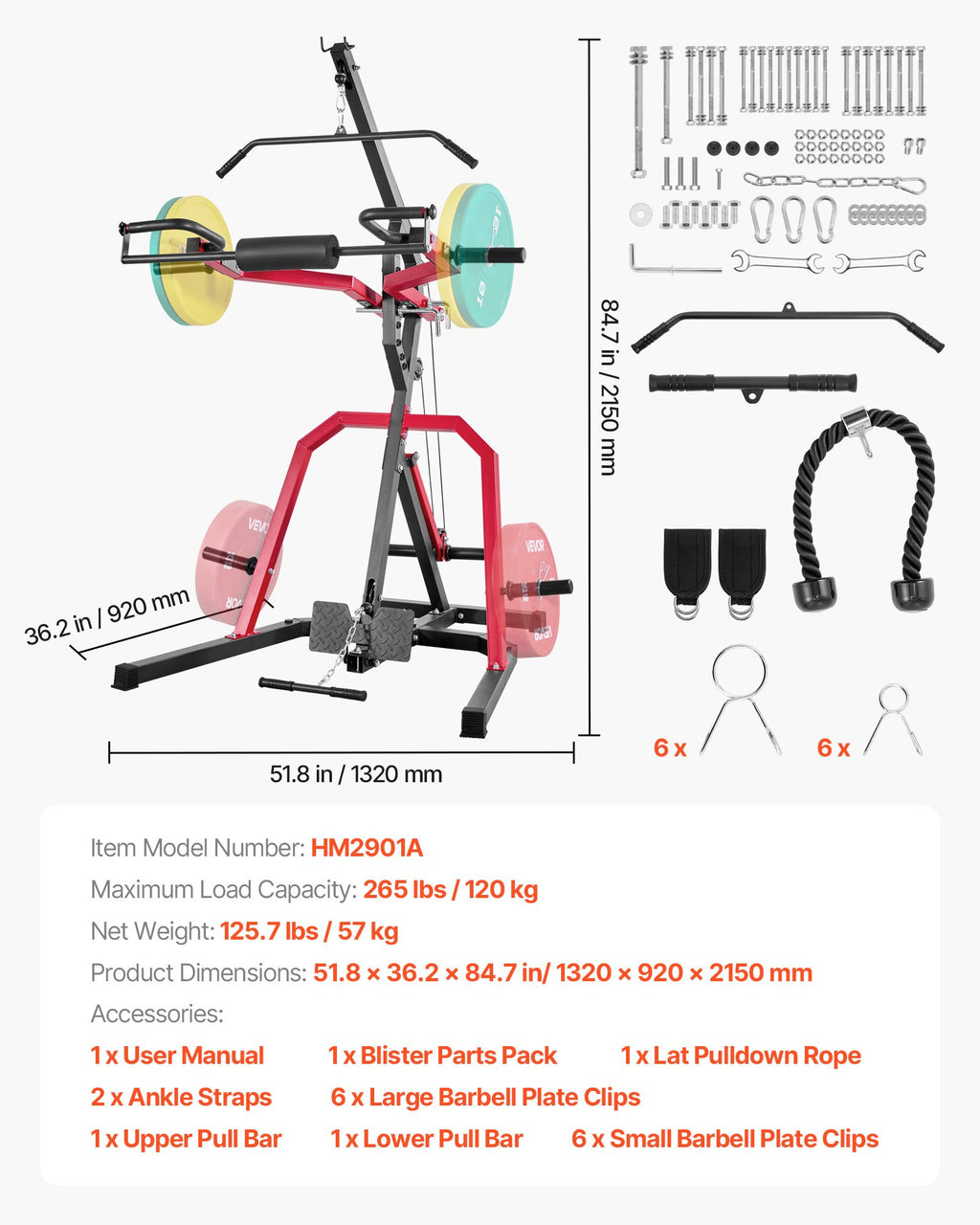 Daugiafunkcis treniruoklis VEVOR HM2901A, 120 kg apkrova