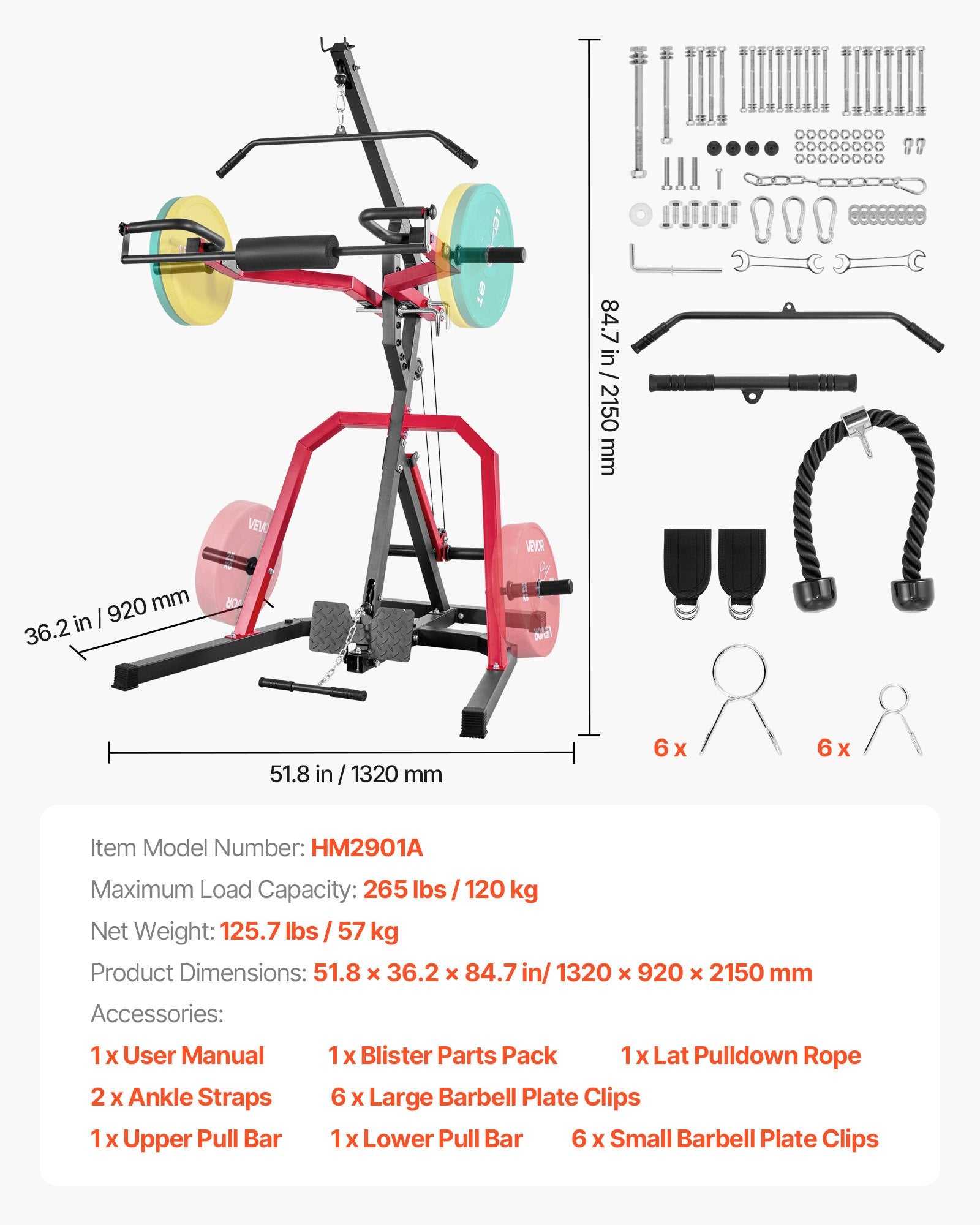 Daugiafunkcis treniruoklis VEVOR HM2901A, 120 kg apkrova