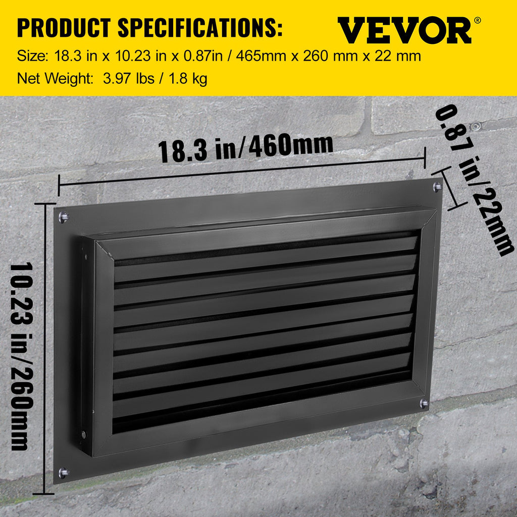 Pamatų ventiliacijos grotelės nuo potvynių VEVOR FHTFKSXTF-16''x8'', 406 x 203 mm