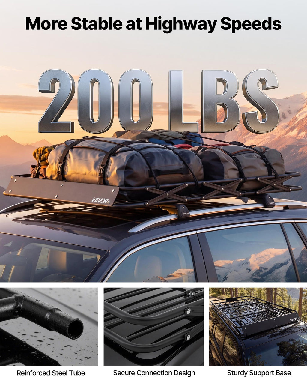 Stogo bagažinės krepšys VEVOR RB562-64X39, 90,72 kg keliamoji galia