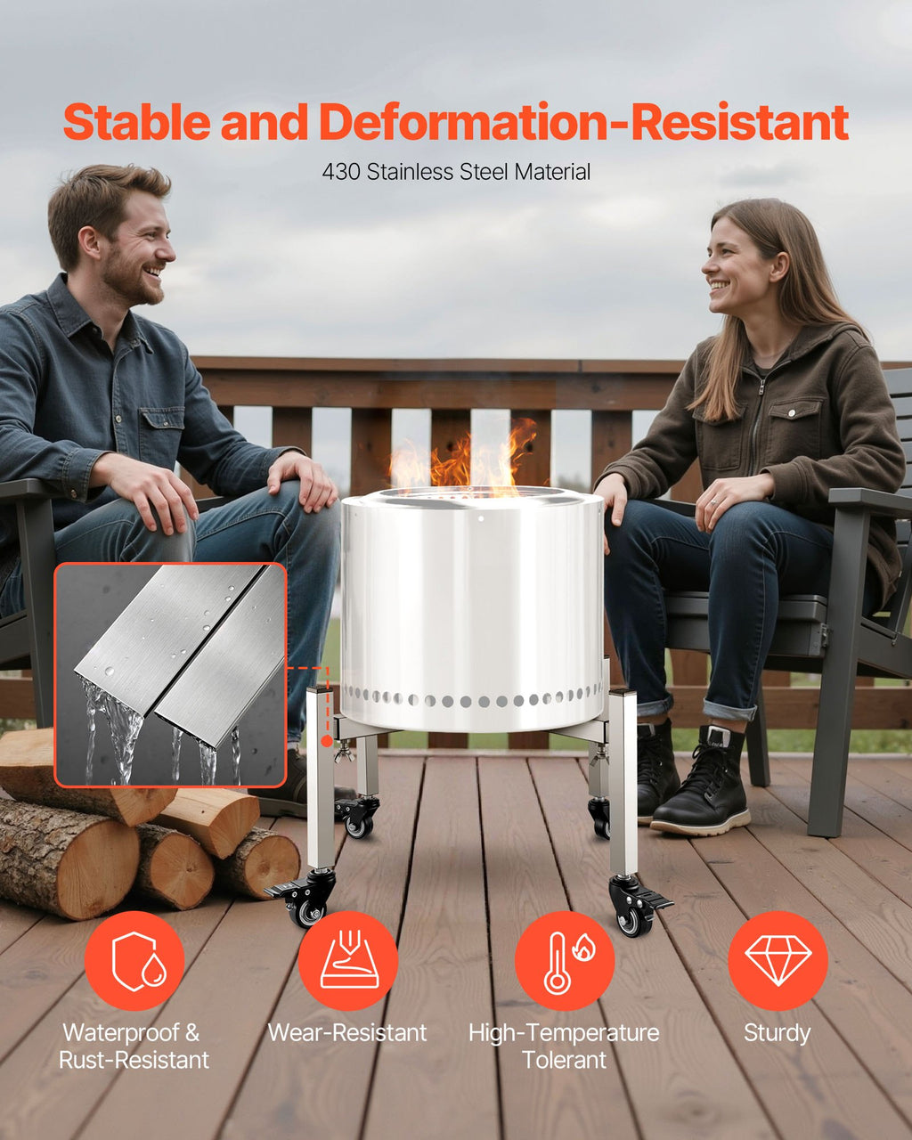 Lauko židinio stovas VEVOR YC-FPS-6010, 38–68,6 cm reguliuojamas plotis