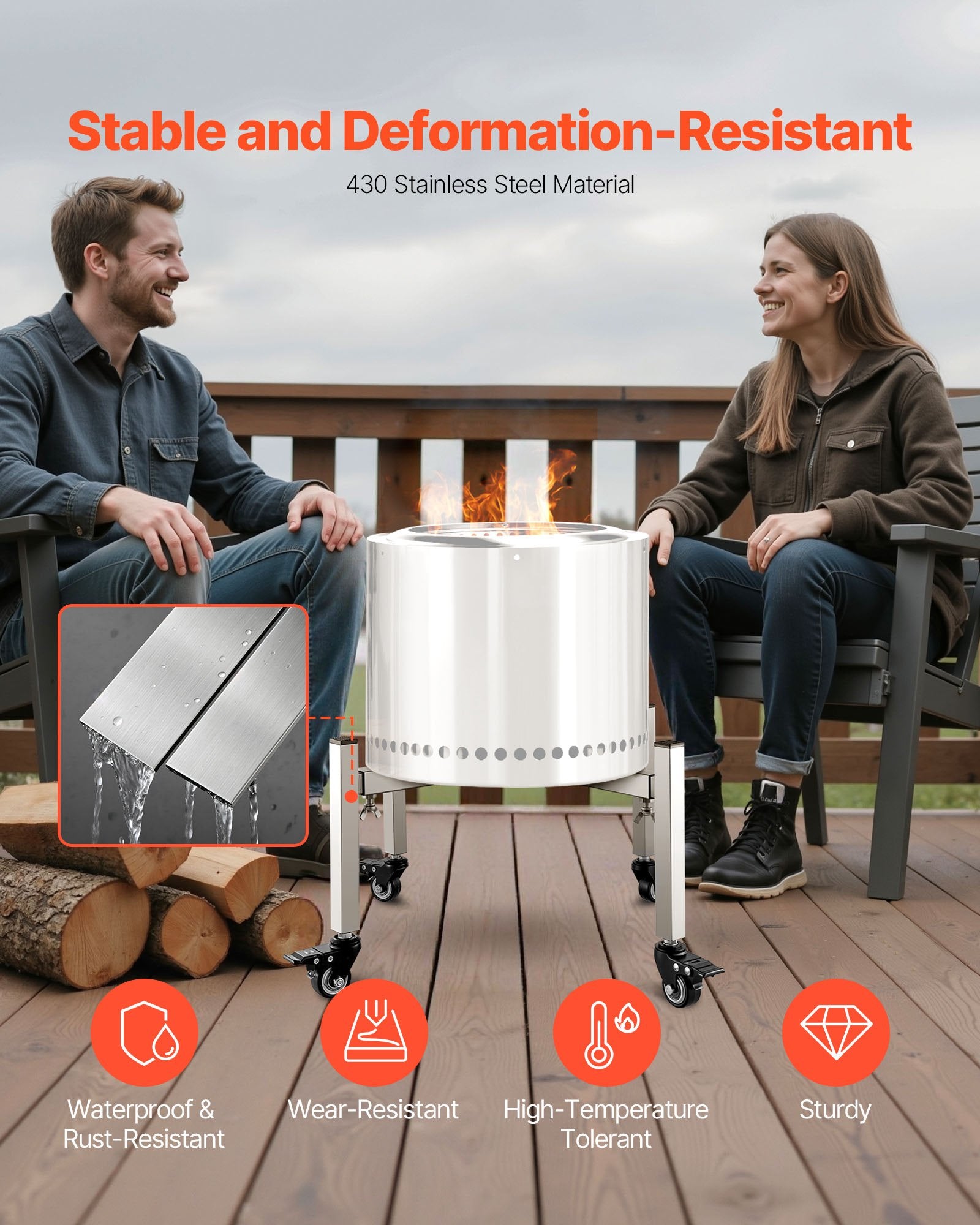 Lauko židinio stovas VEVOR YC-FPS-6010, 38–68,6 cm reguliuojamas plotis