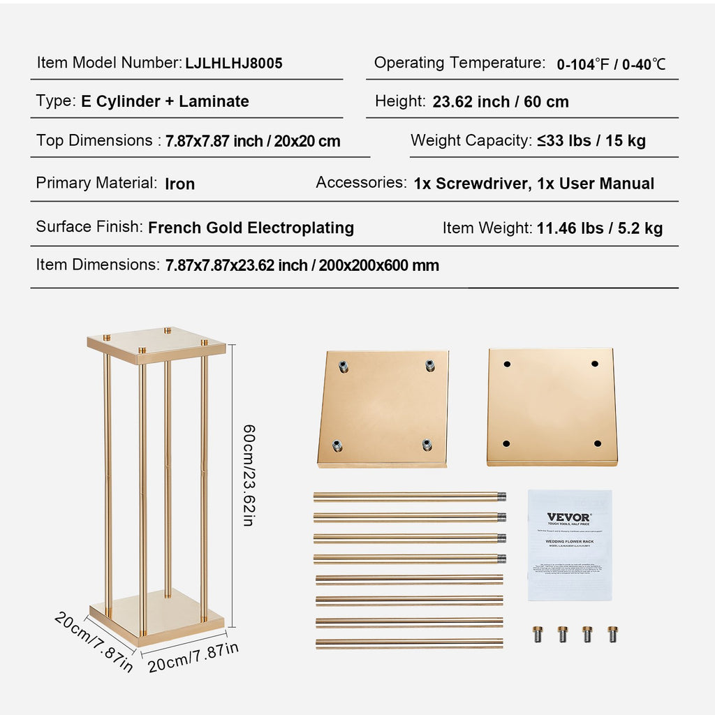 Metalinis gėlių stovas VEVOR LJLHLHJ8005, 60 cm aukščio, 4 vnt.