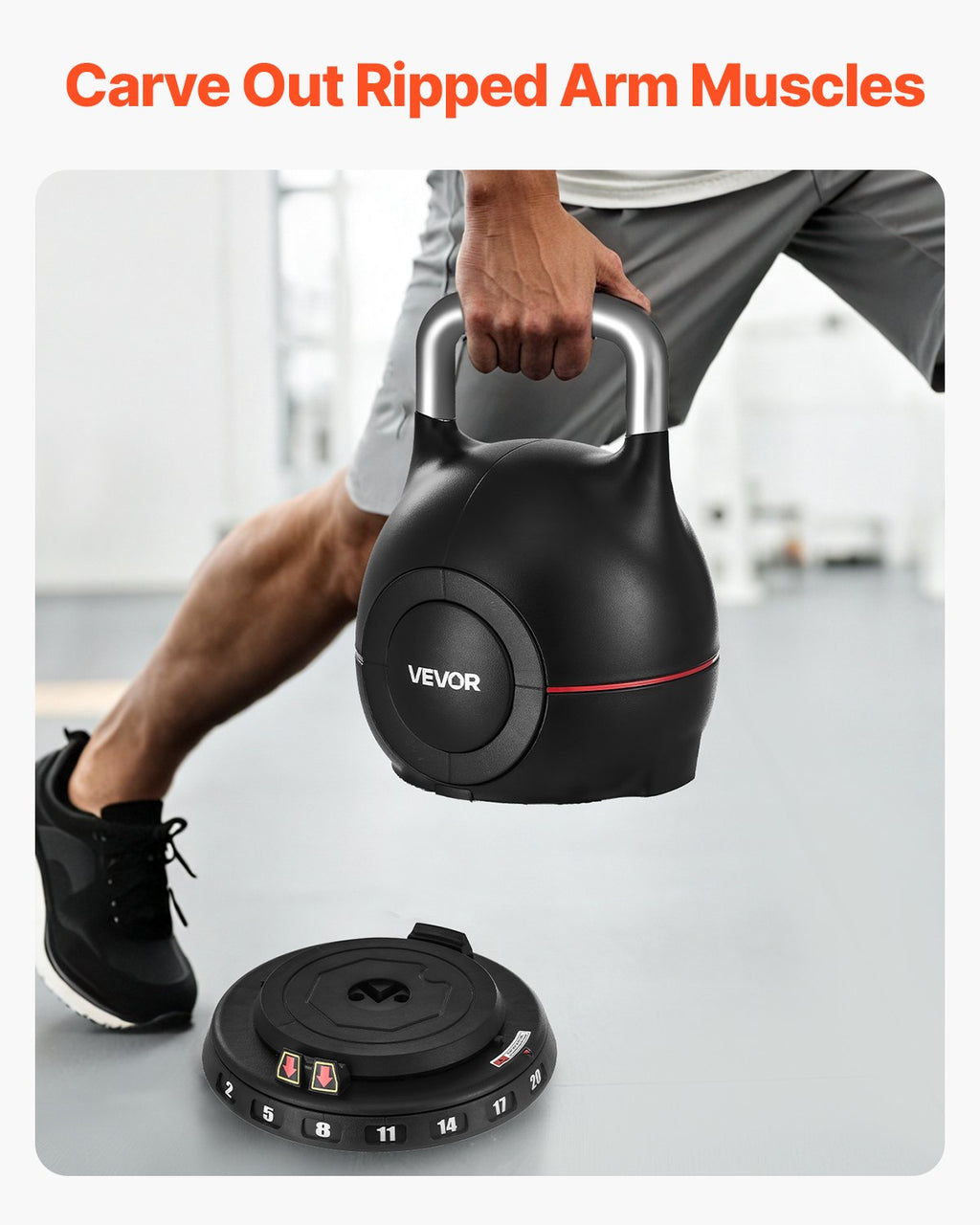 Reguliuojamas svarmuo (Kettlebell) VEVOR K002-EU, 2–20 kg