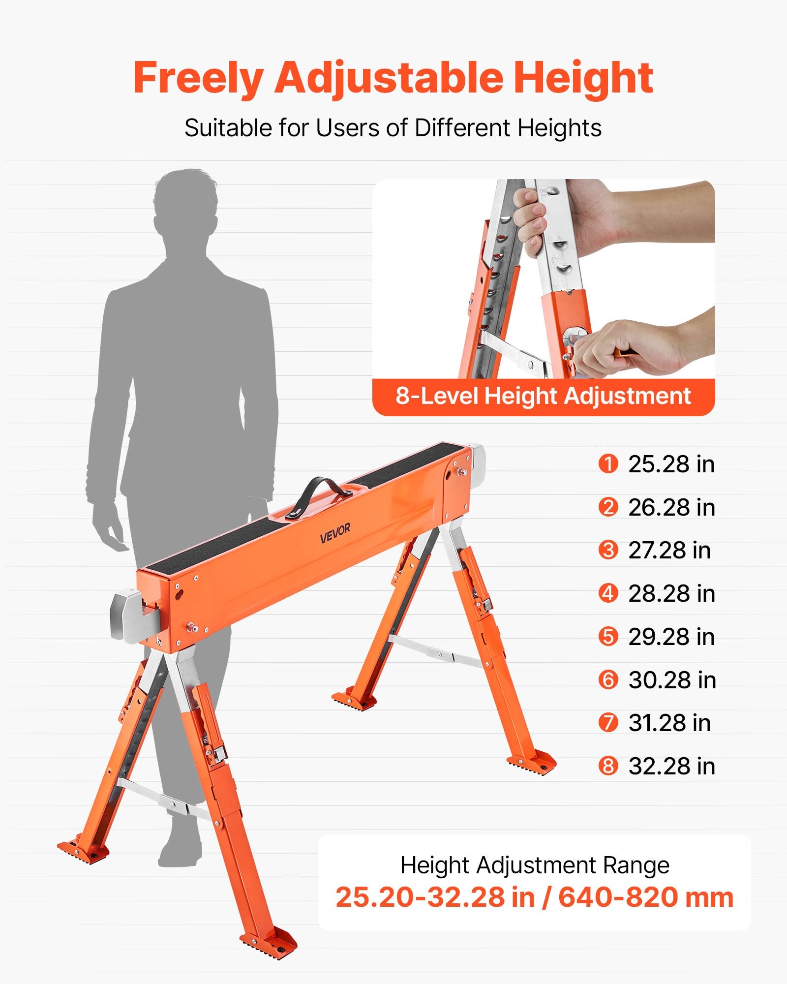 Sulankstomos darbastalio atramos VEVOR SL-T010, 816,5 kg keliamoji galia